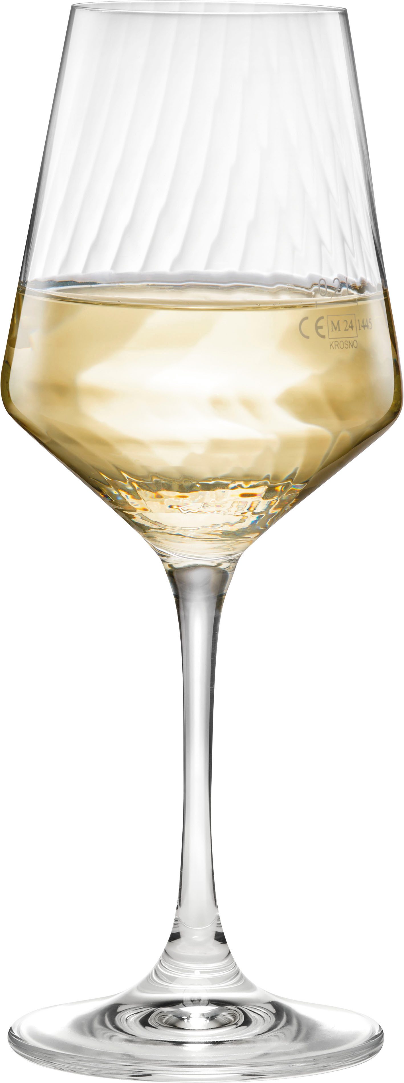 van Well Weinglas Eva, Weingläser 45 cl geeicht, 6 Stück, 6-tlg., Kristallglas, Relief-Optik, spülmaschinengeeignet