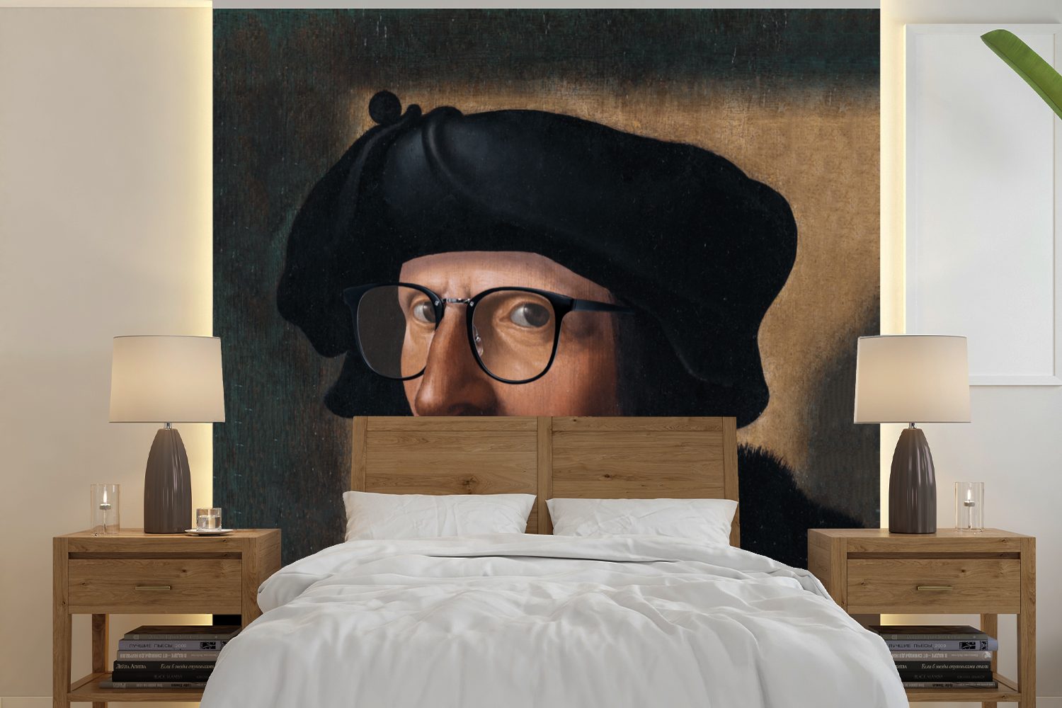 MuchoWow Fototapete Kunst - Brille - Porträt, Matt, bedruckt, (5 St), Vinyl Tapete für Wohnzimmer oder Schlafzimmer, Wandtapete