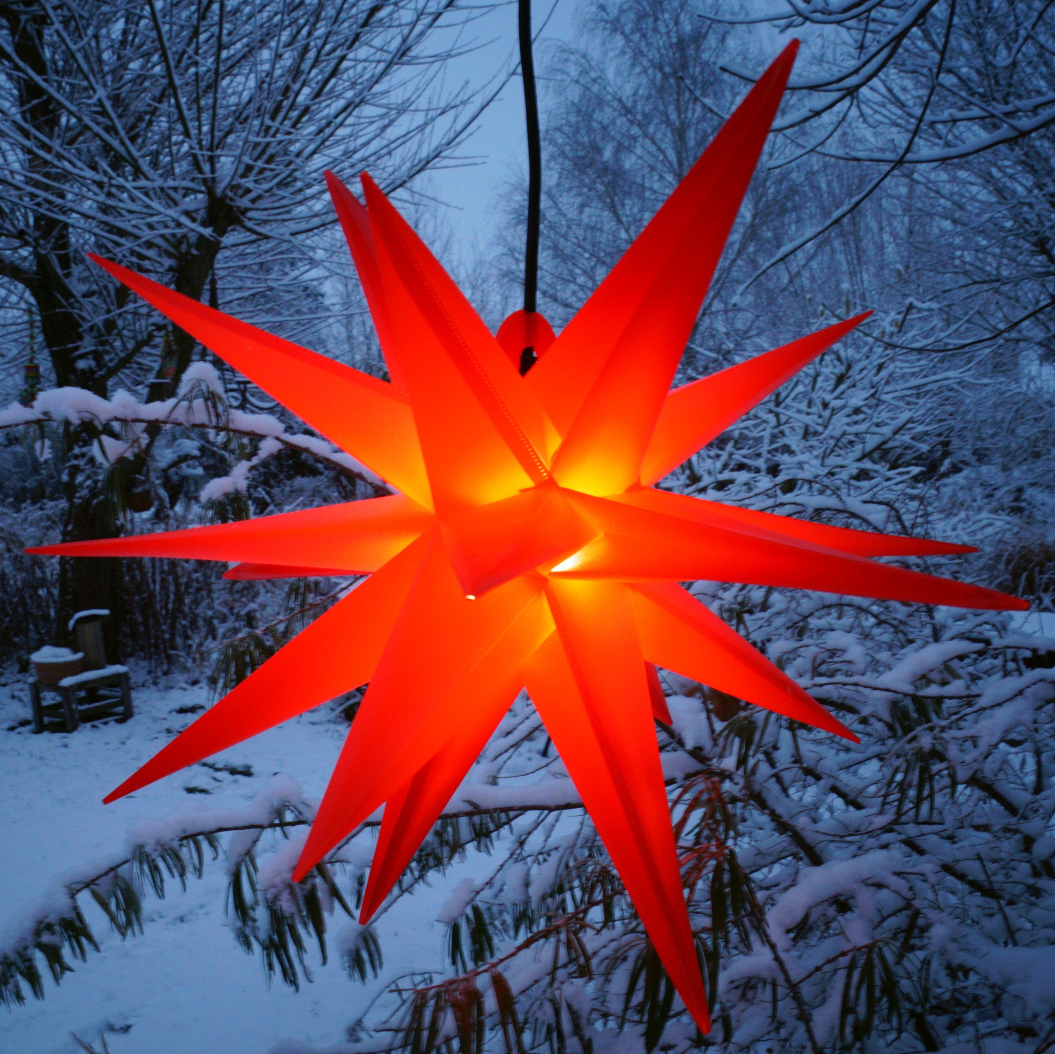 55 Außenstern 3D Ø E14 LED-Stern 230V rot für cm, außen inklusive Leuchtmittel Kaspar, Weihnachtsstern,.., Guru-Shop