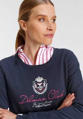 DELMAO Sweatshirt in verkürzter Länge und mit edler Stickerei --NEUE MARKE!