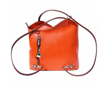 FLORENCE Schultertasche Florence 2in1 Damen Schultertasche (Schultertasche), Damen Leder Schultertasche, Rucksack, orange, braun ca. 28cm