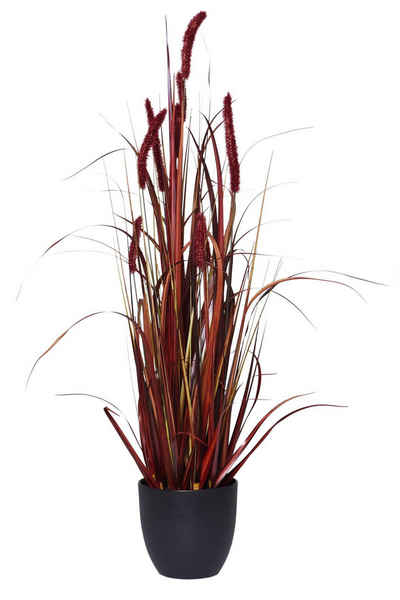 Kunstpflanze Kunstgras im Topf Gras künstlich Kunstpflanze ROLA - Rot - 20x90 cm, VIVANNO, Höhe 100 cm