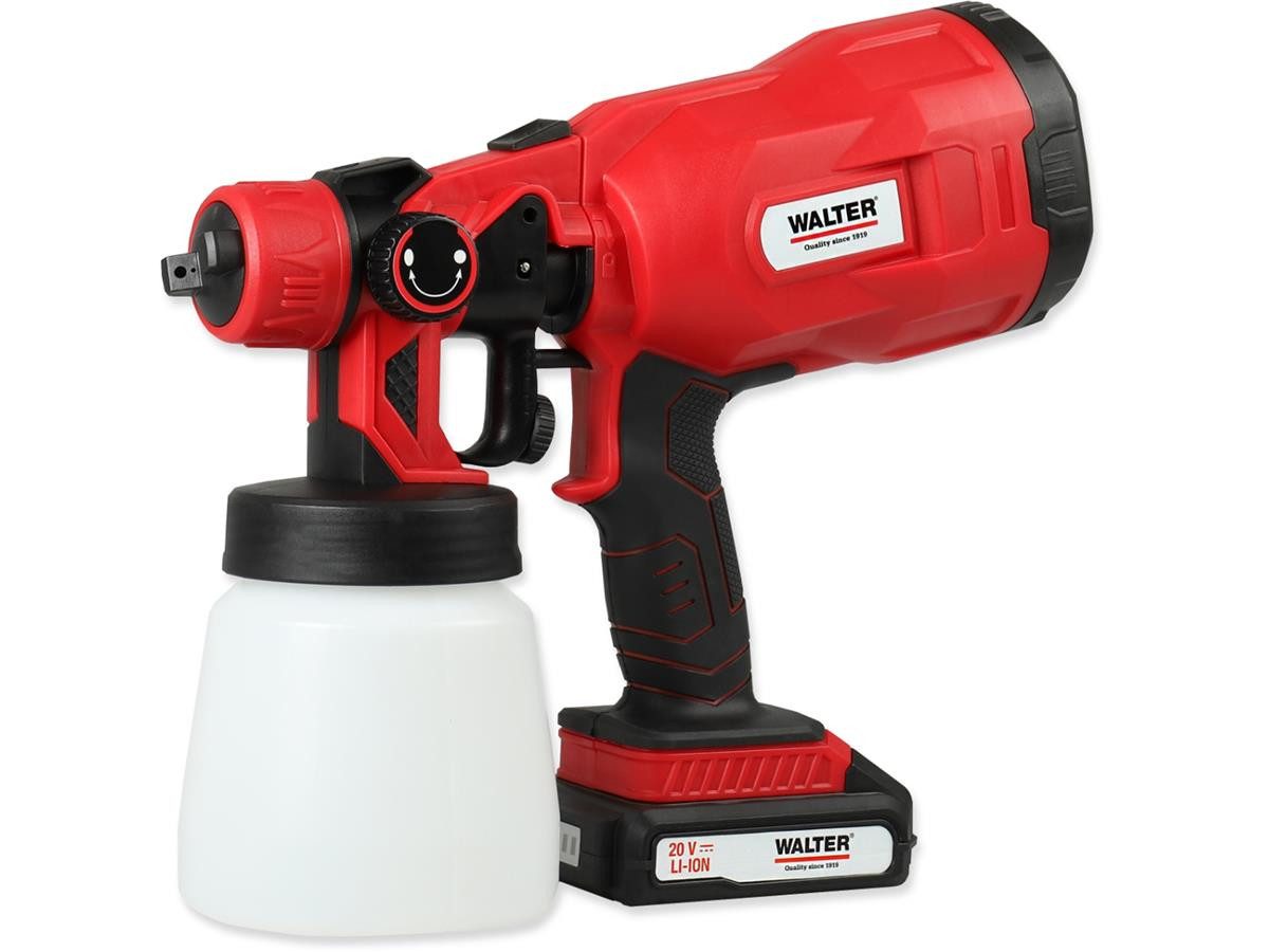 WALTER Farbsprühgerät Farbsprühsystem, (Set, 10-tlg), Inkl. 2 Sprühaufsätze,2 Behälter & Akku
