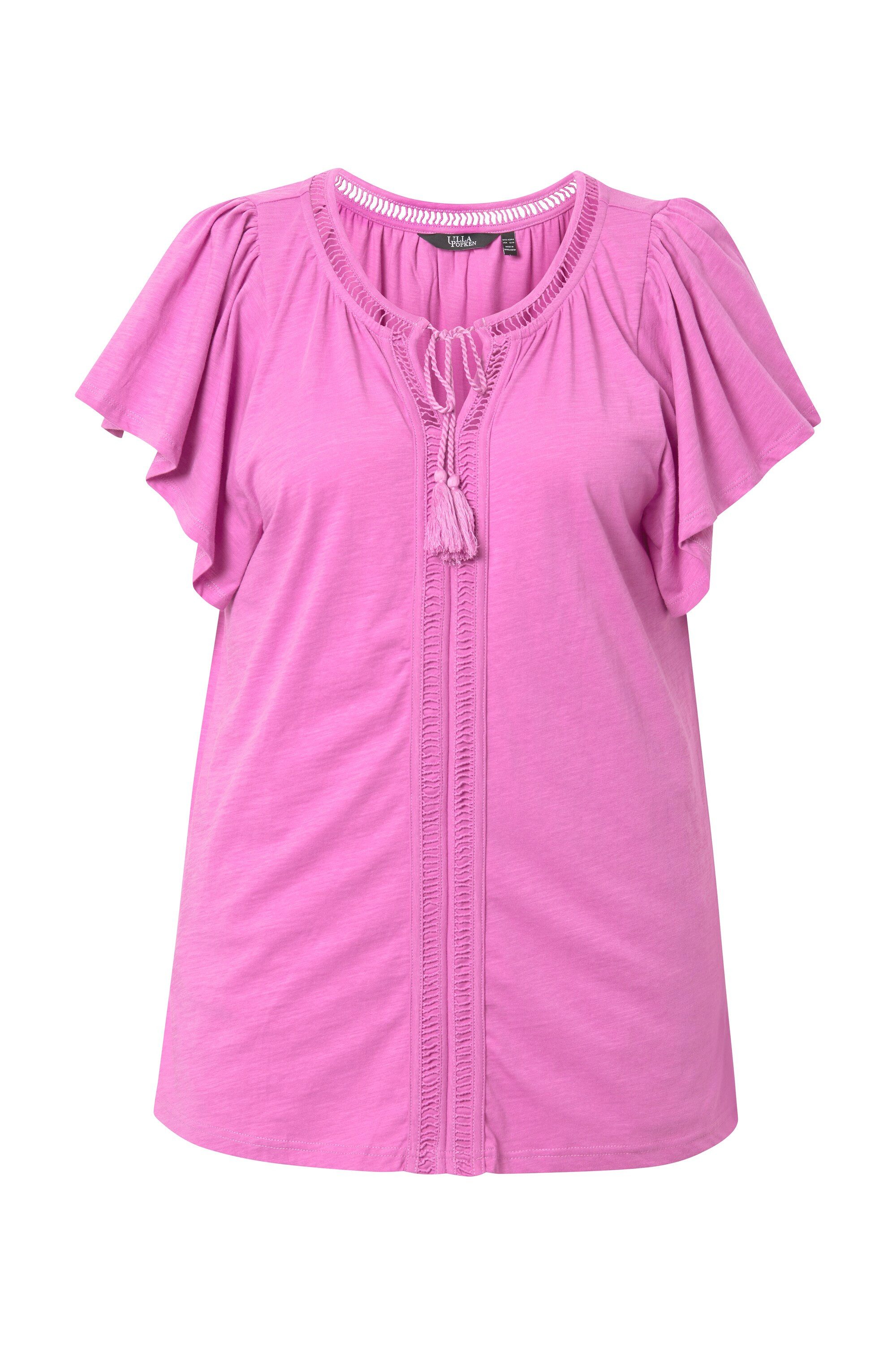 Ulla Popken T-Shirt T-Shirt Zierlitze Tunika-Ausschnitt Flügel-Halbarm günstig online kaufen