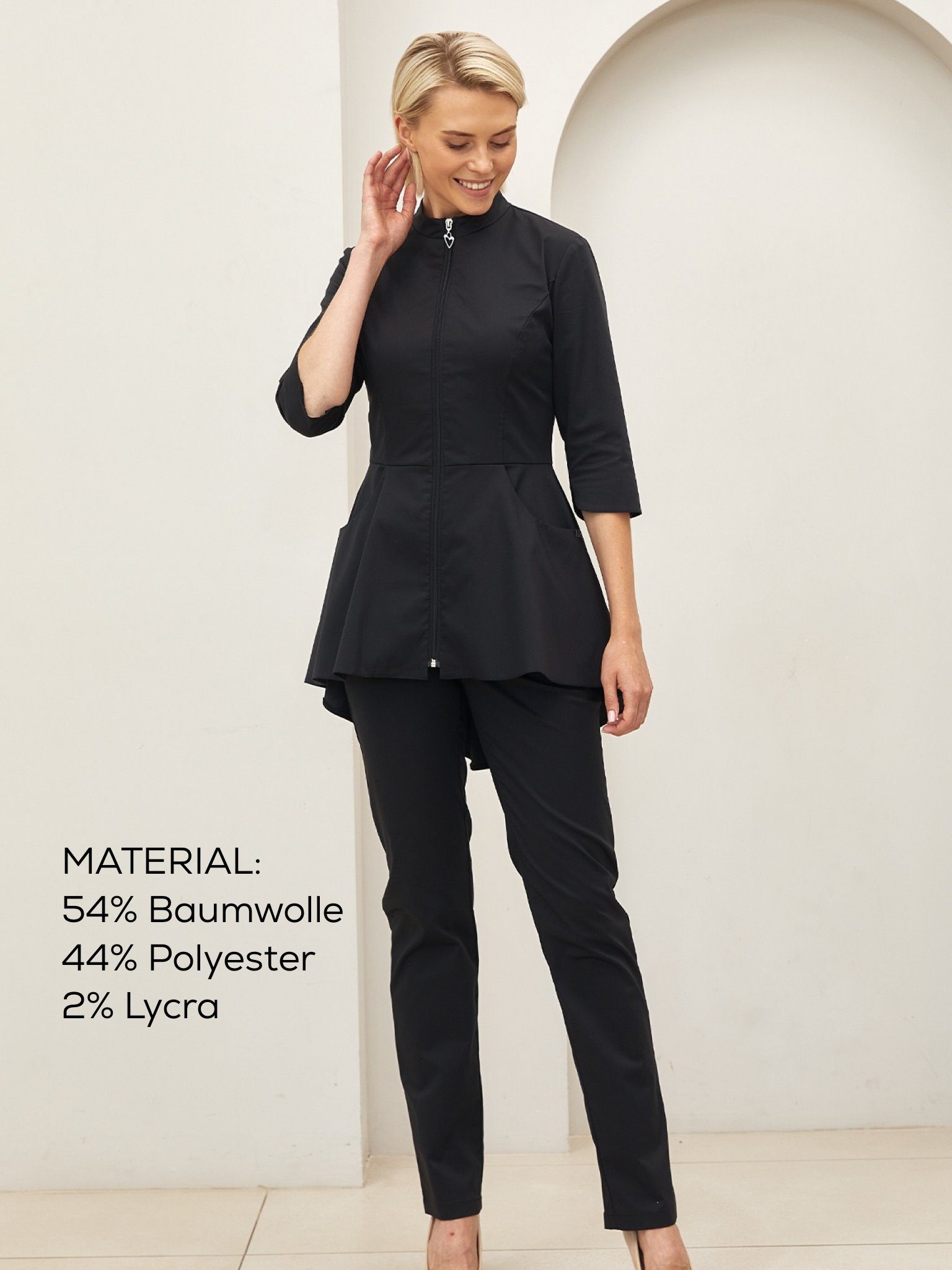 STM Company Kittelschürze Medizinische Bluse mit Schößchen, (3/4 Ärmel), Arbeitskleidung & Berufsbekleidung