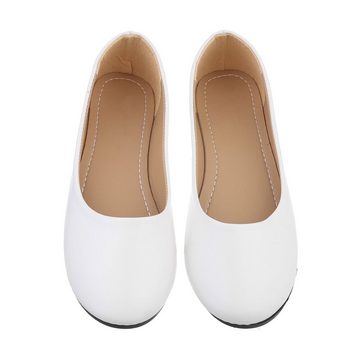 Ital-Design Damen Freizeit Ballerina Blockabsatz Klassische Ballerinas in Weiß