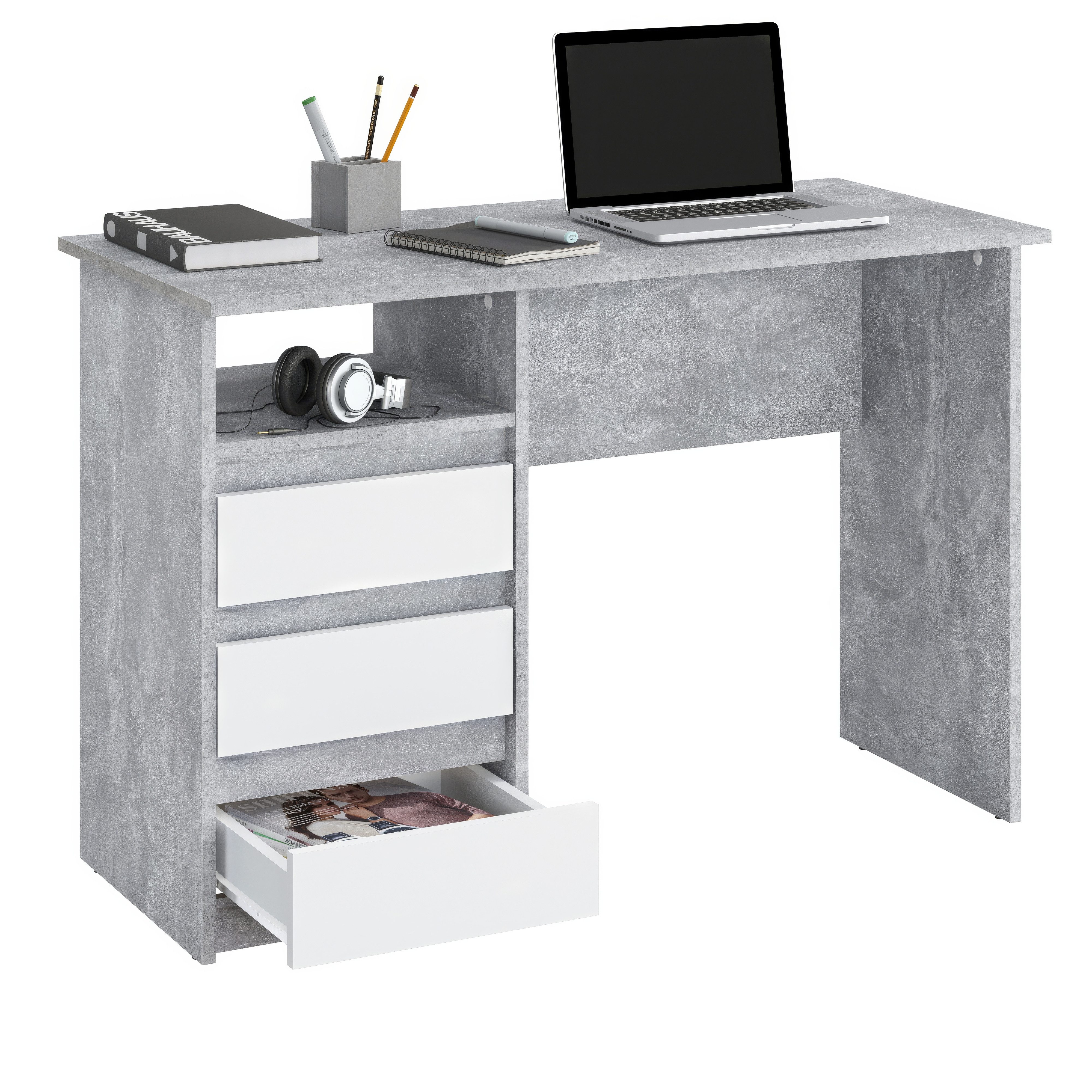 KOMTO Schreibtisch Oslo 110 Schreibtisch mit Schubladen Bürotisch Computert günstig online kaufen