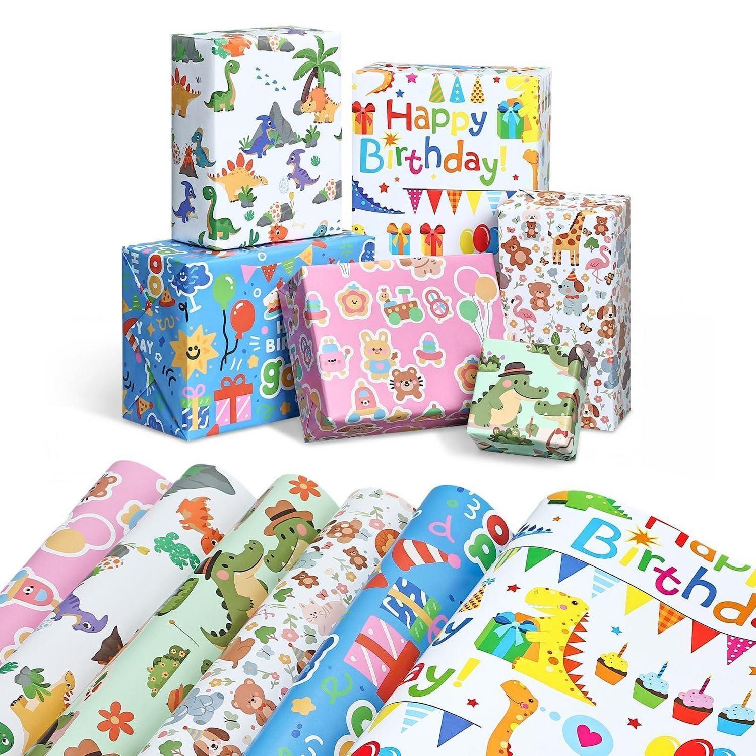 LuxusKollektion Geschenkpapier Geschenkpapier Kinder Tiere 70x50cm 6 Blätter, (6St)