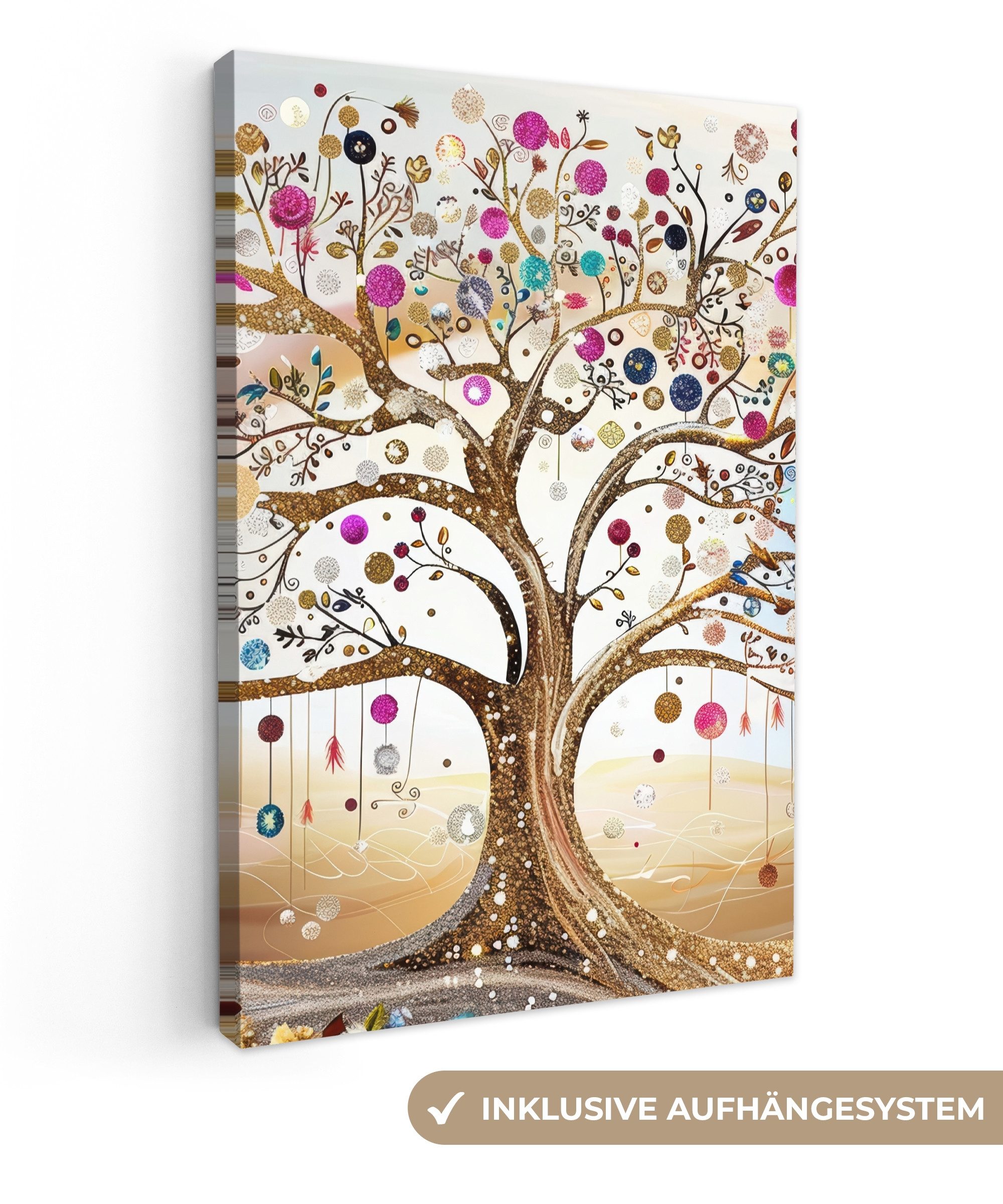 OneMillionCanvasses® Leinwandbild Baum des Lebens - Gold - Bunt - Abstrakt günstig online kaufen