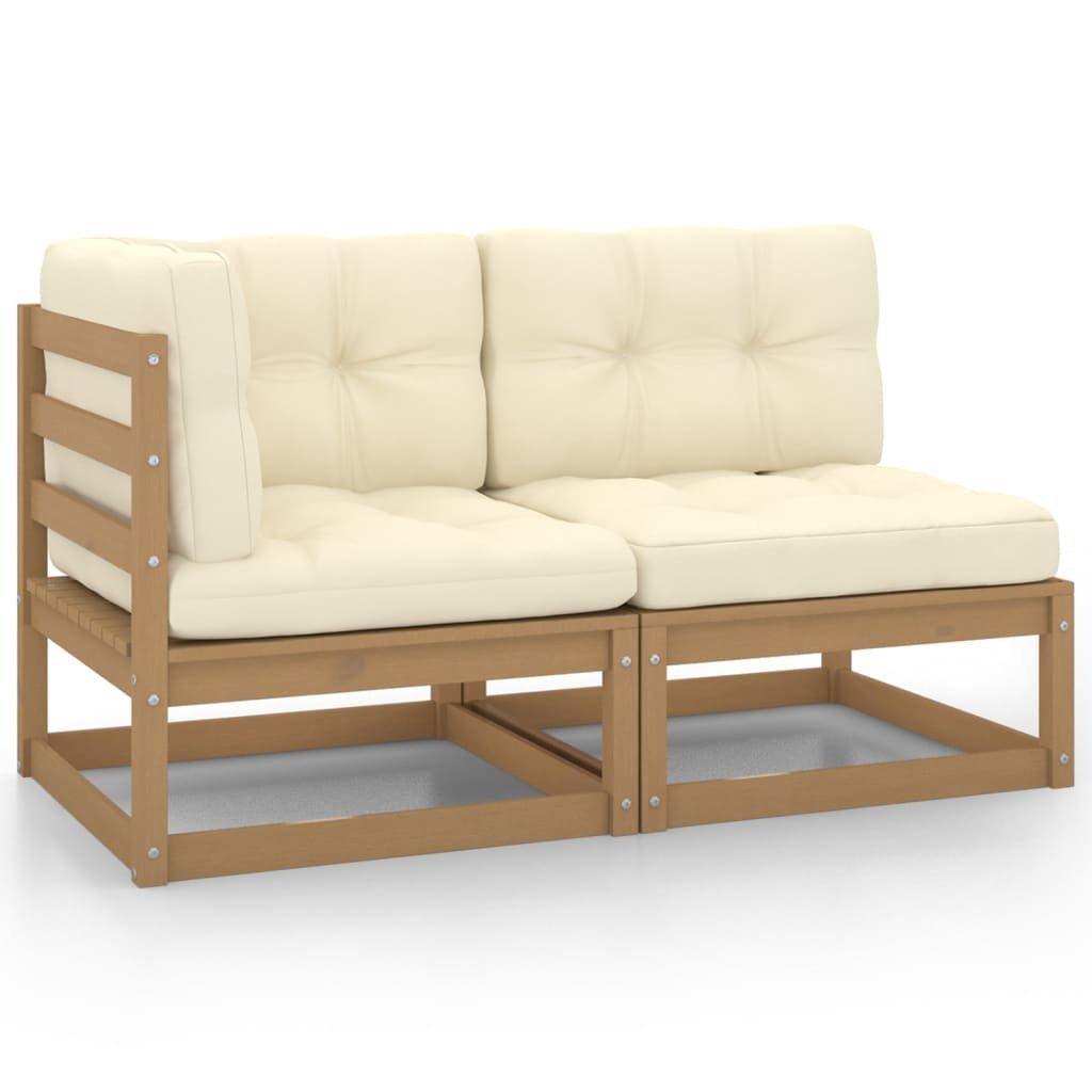 vidaXL Loungesofa 2tlg. Garten-Lounge-Set mit Kissen Honigbraun Massivholz Kiefer, 1 Teile