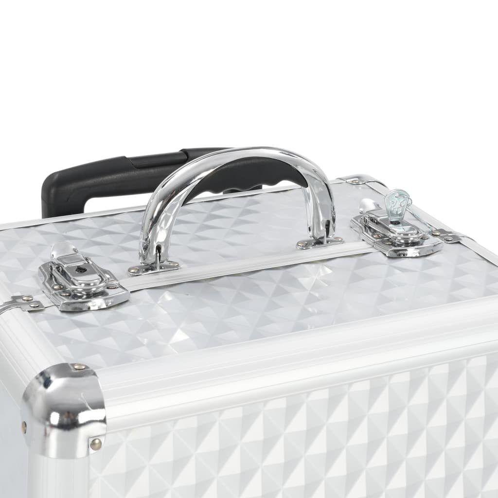 vidaXL Kosmetik-Koffer Kosmetik-Trolley 35×29×45 cm Silbern Aluminium