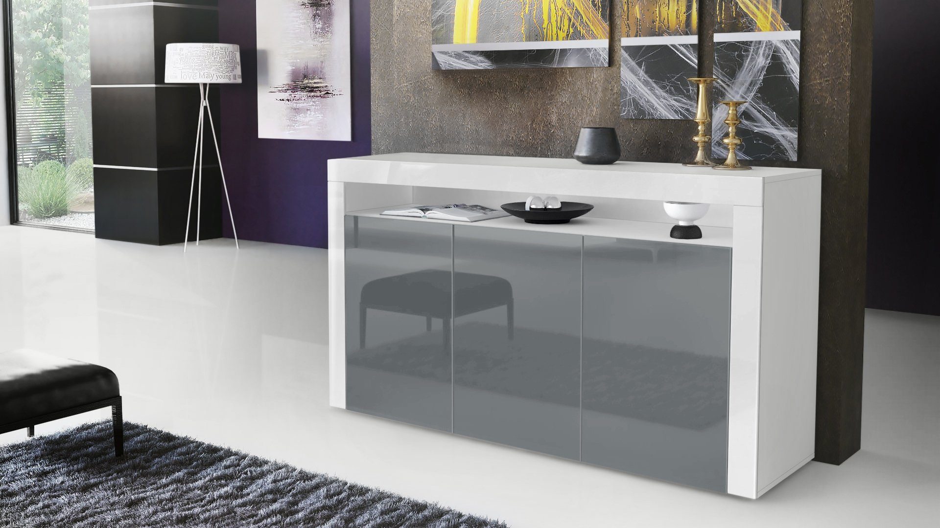 Vladon Sideboard Valencia (Sideboard, mit 3 günstig online kaufen