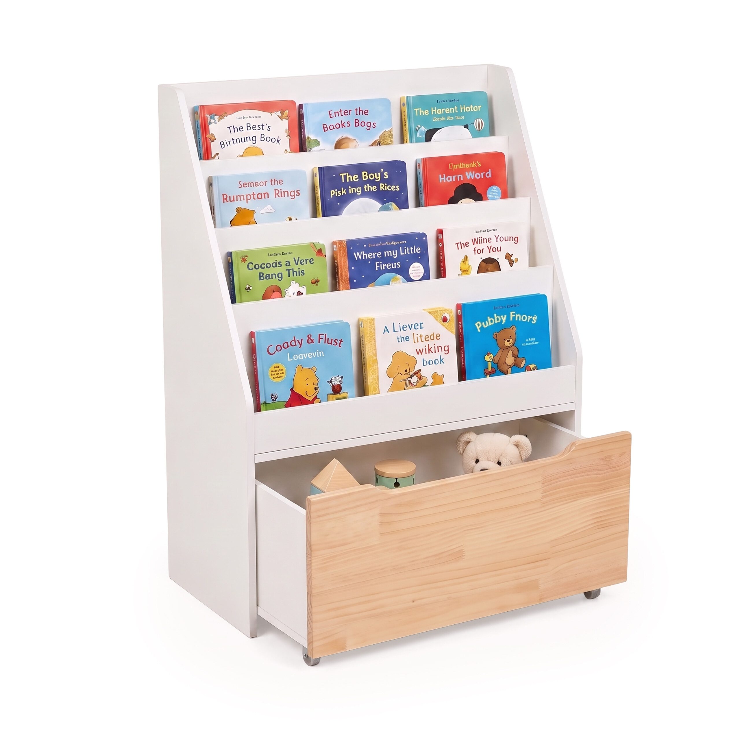 relaxdays Bücherregal Kinder mit Spielzeugkiste, weiß