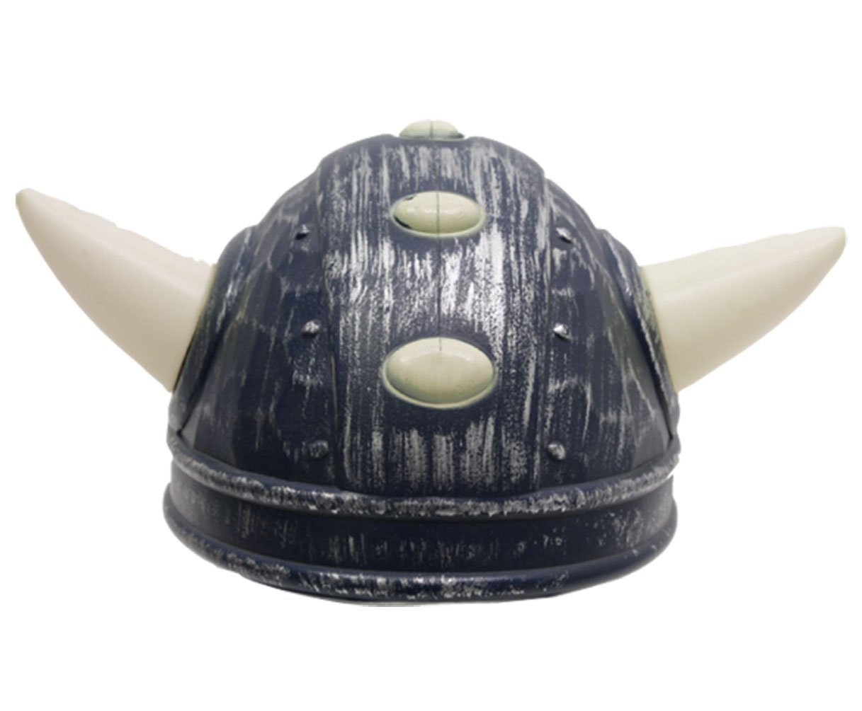 Karneval-Klamotten Kostüm Wikinger-Helm grau mit Hörner Gallier Karneval, Wikingerhelm für Erwachsene grau mit kleinen Hörnern Nordmann