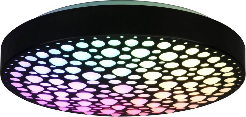TRIO Leuchten LED Deckenleuchte Chizu, CCT - über Fernbedienung,  Memoryfunktion, LED fest integriert, Farbwechsler, warmweiß - kaltweiß,  Regenbogen RGB-Wechsel, dimmbar per Fernbedienung, Memory, Nachtlicht,  bequeme Steuerung der vielfältigen
