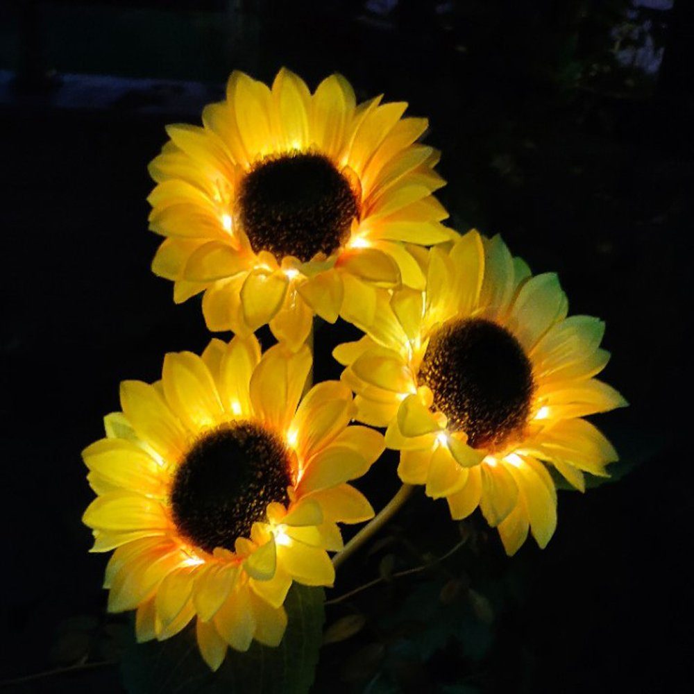GelldG LED Solarleuchte Solarlampen Solar Gartenleuchte Dekoration, Sonnenblume Licht