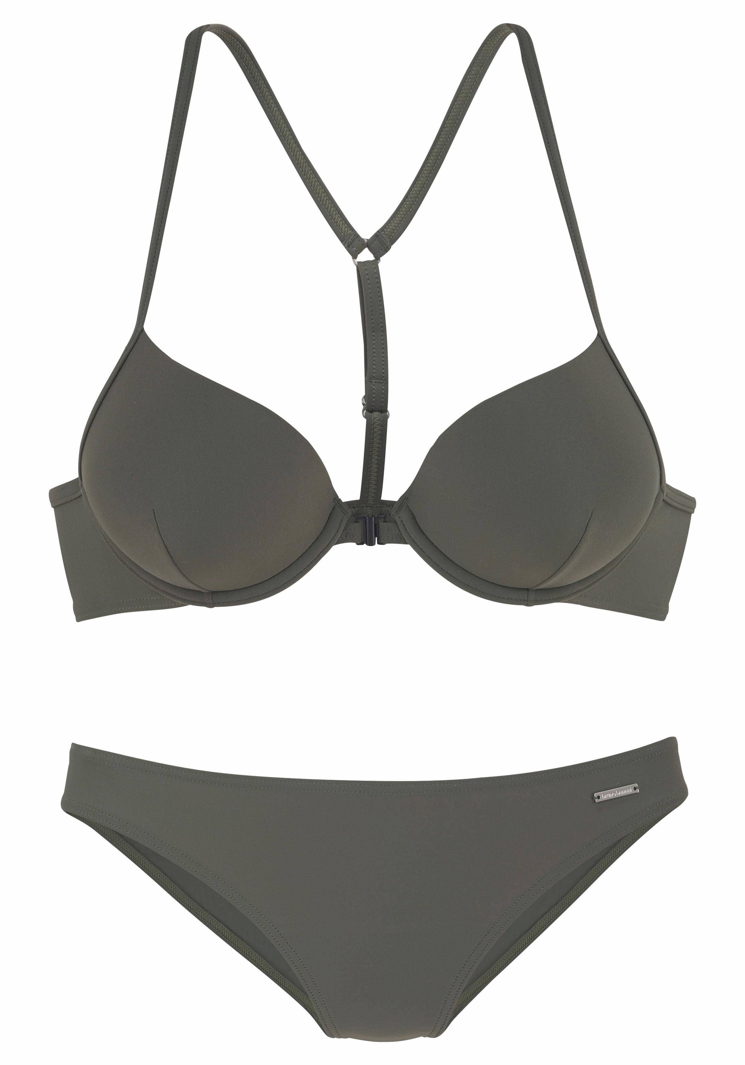 Bruno Banani Push-Up-Bikini Vorderverschluss oliv mit