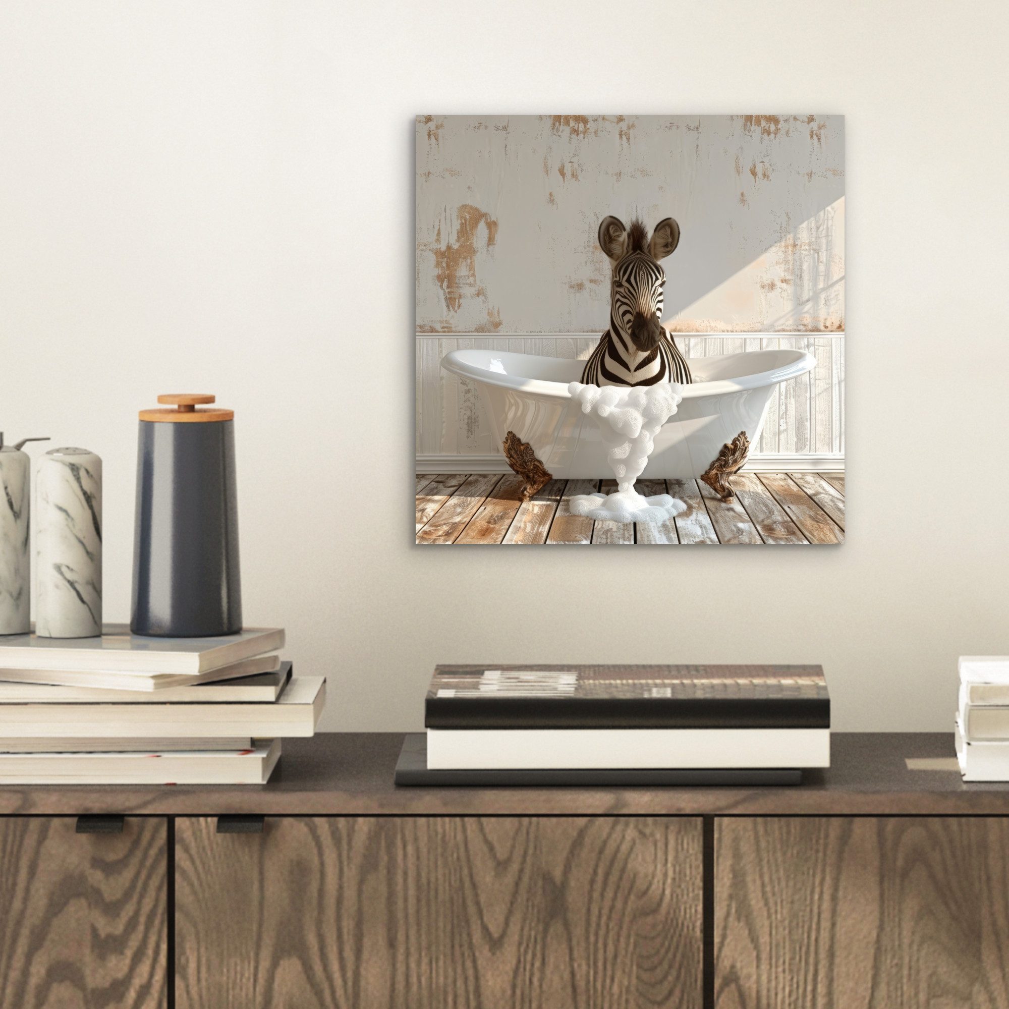 MuchoWow Metallbild Vintage - Zebra - günstig online kaufen