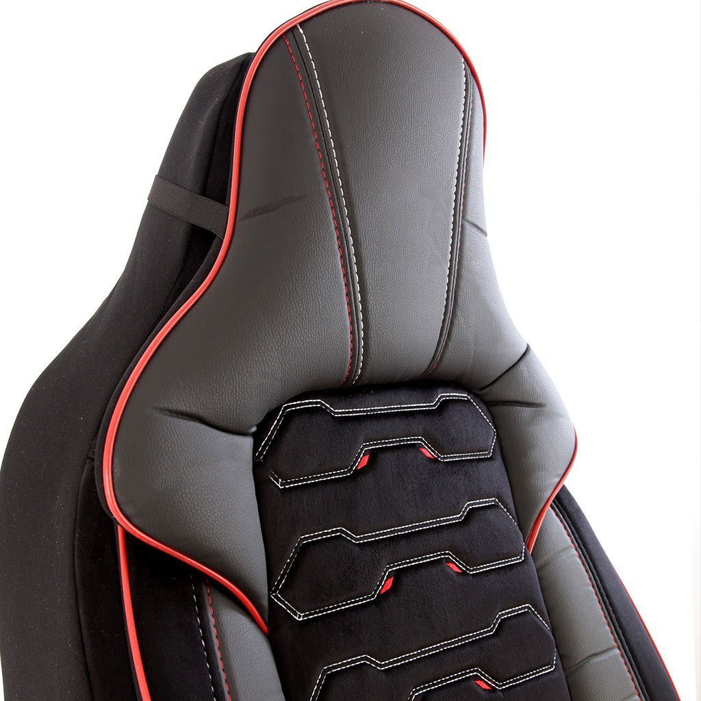 RoyalClass® Autositzbezug Sitzbezüge passend Airbag Set, (Schwarz-Rot für Fahrersitzbezug, 1 für A1 geeignet 1 Beifahrersitzbezug, Audi Class)