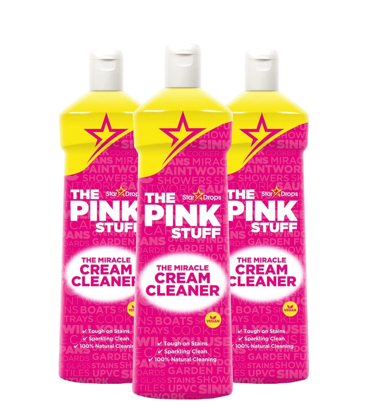 The Pink Stuff 3 x Stardrops The Pink Stuff Miracle Cream Cleaner Reinigungsmilch je Küchenreiniger
