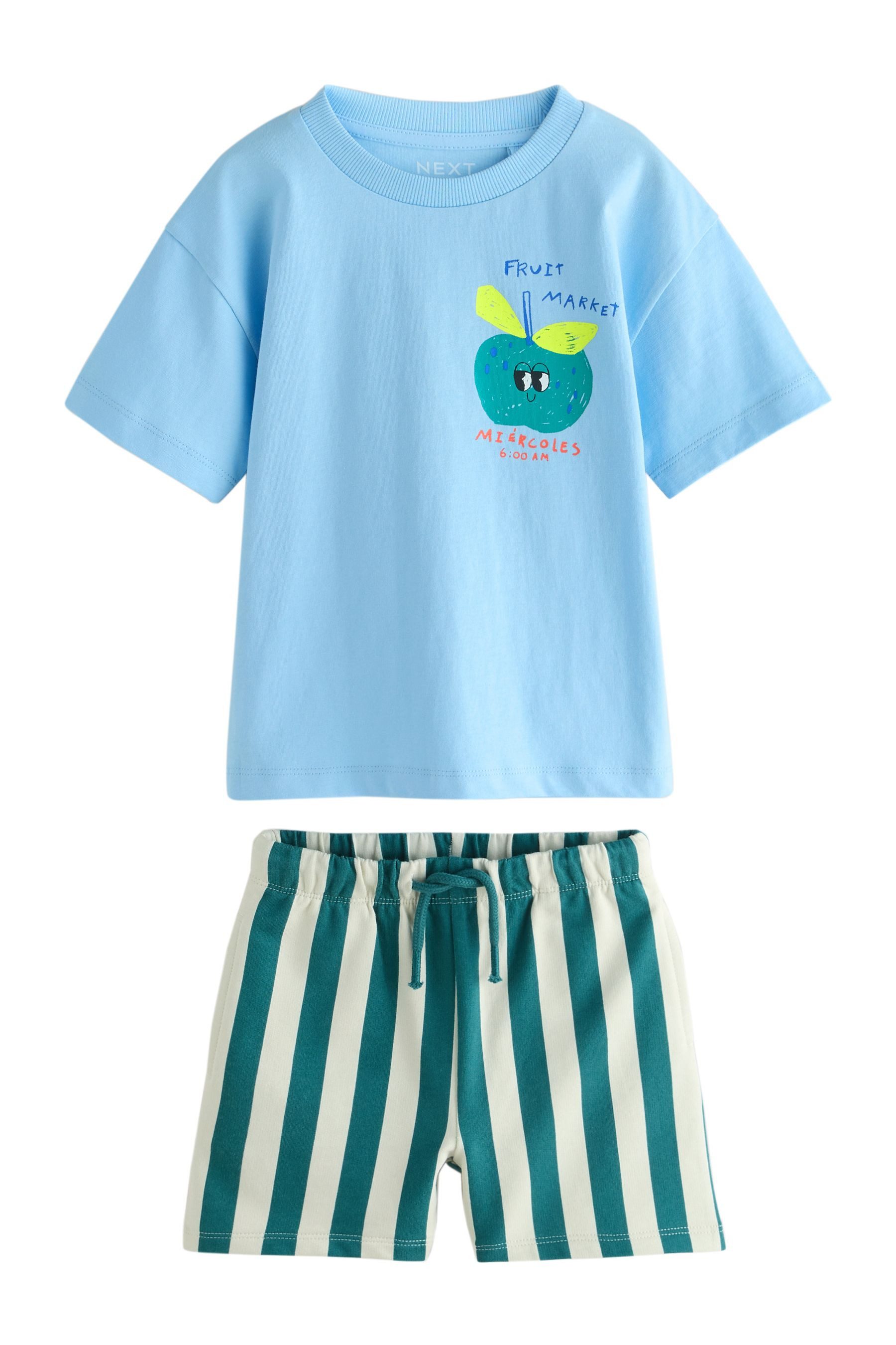 T-Shirt & Shorts Kurzarm-T-Shirt mit Rücken-Print und Shorts im Set