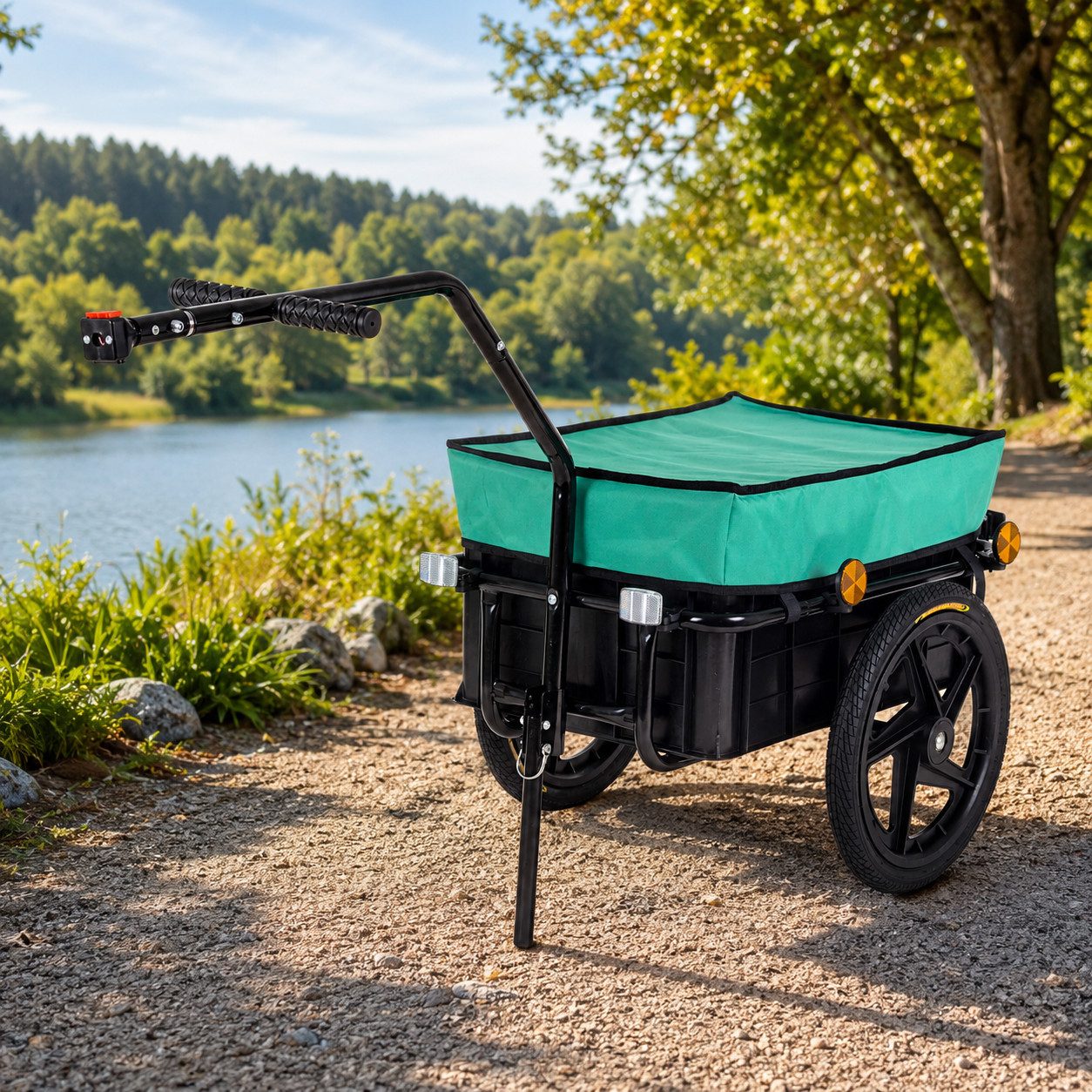 SAMAX Fahrradlastenanhänger Lastenanhänger / Fahrradanhänger 60 Kg / 70 L mit Kupplung in Grün