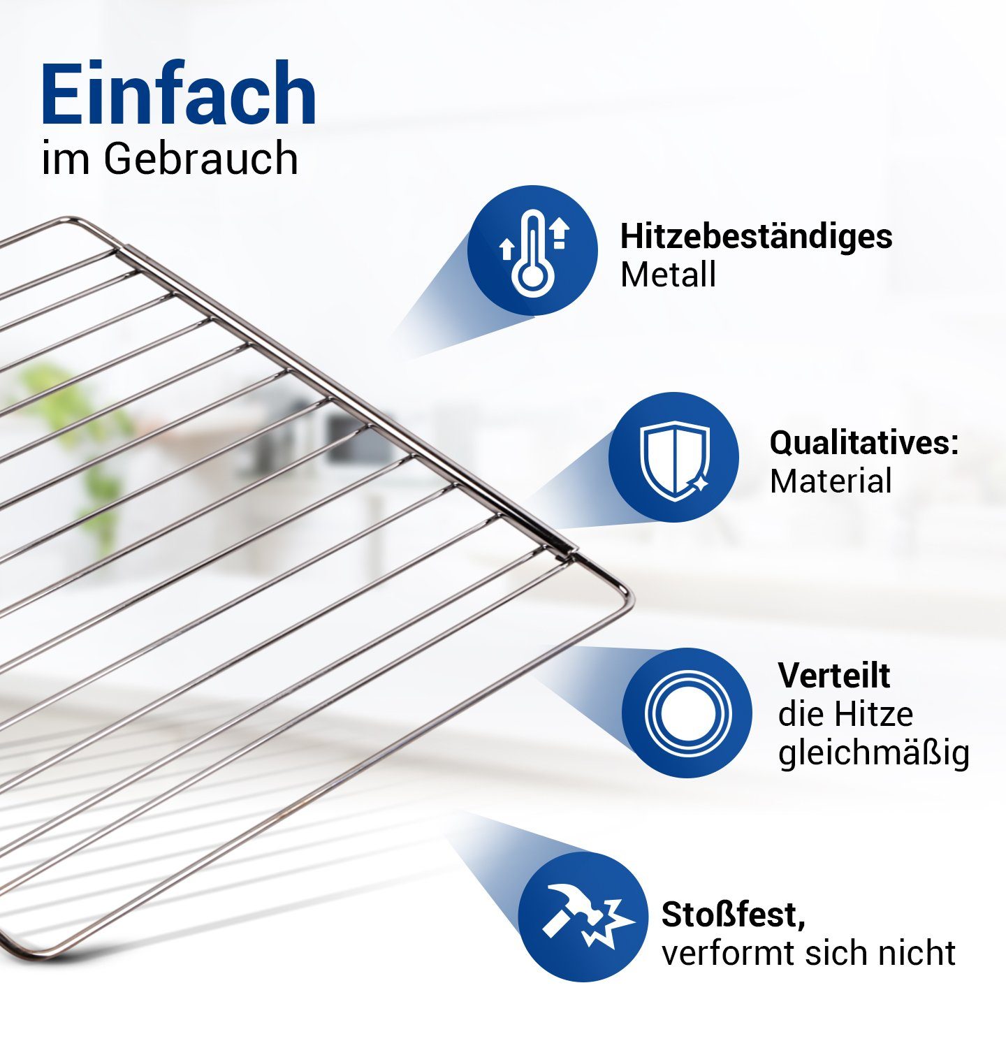 VIOKS Grillrost Backofengitter Backofenrost verstellbar tief, Rost ausziehbar für Backofen, Herd – Bild 2 von 5