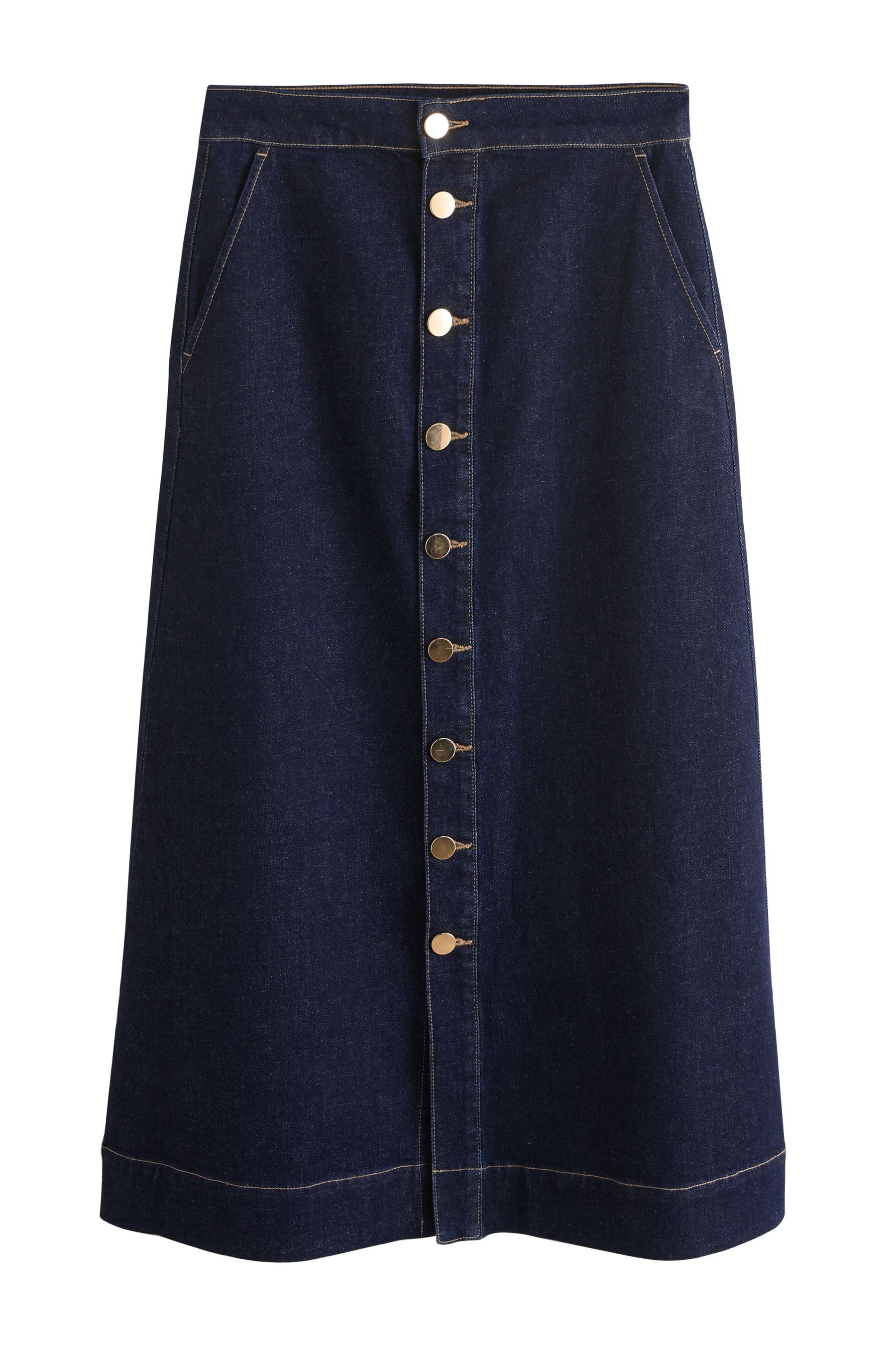 Next Maxirock Denim-Maxirock mit durchgehender Knopfleiste (1-tlg)