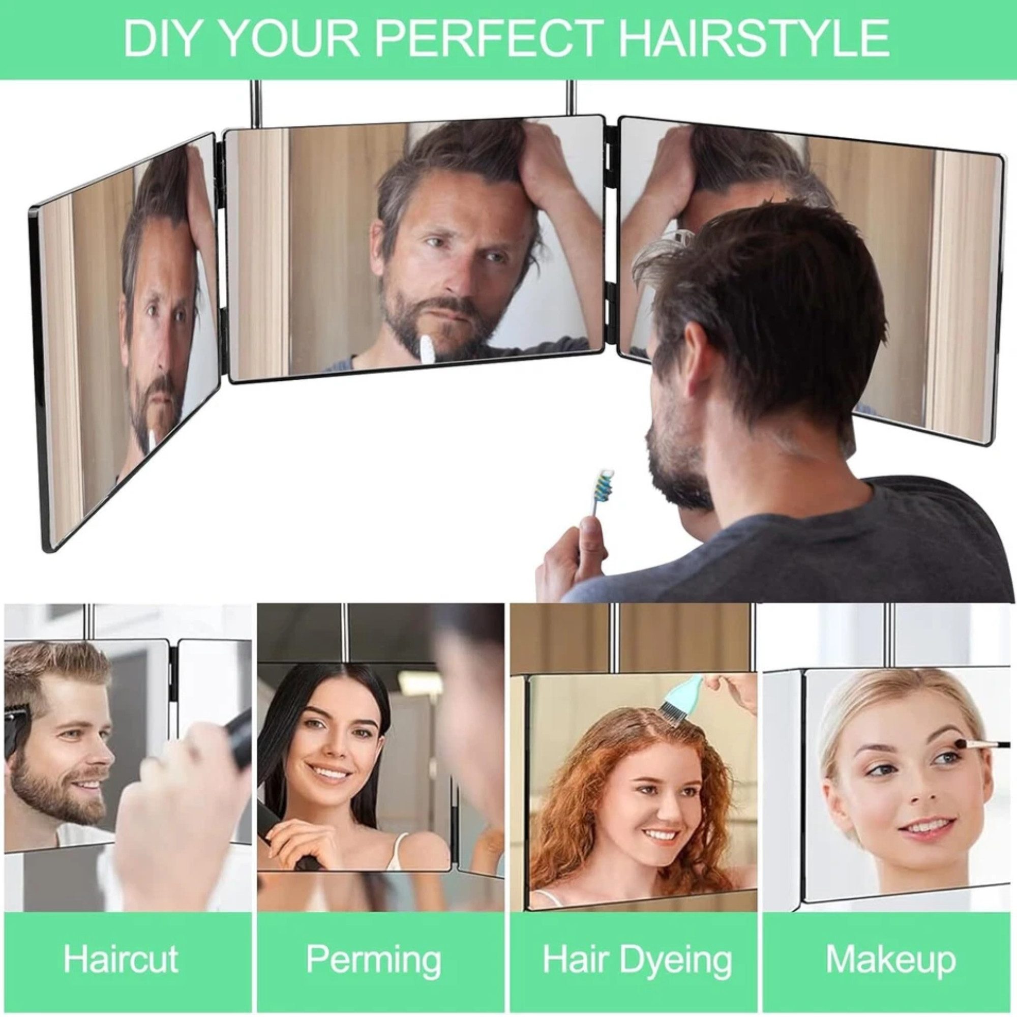 Vivitar Kosmetikspiegel 360° 3-Wege-Spiegel mit Höhenverstellbarem Haken, T günstig online kaufen