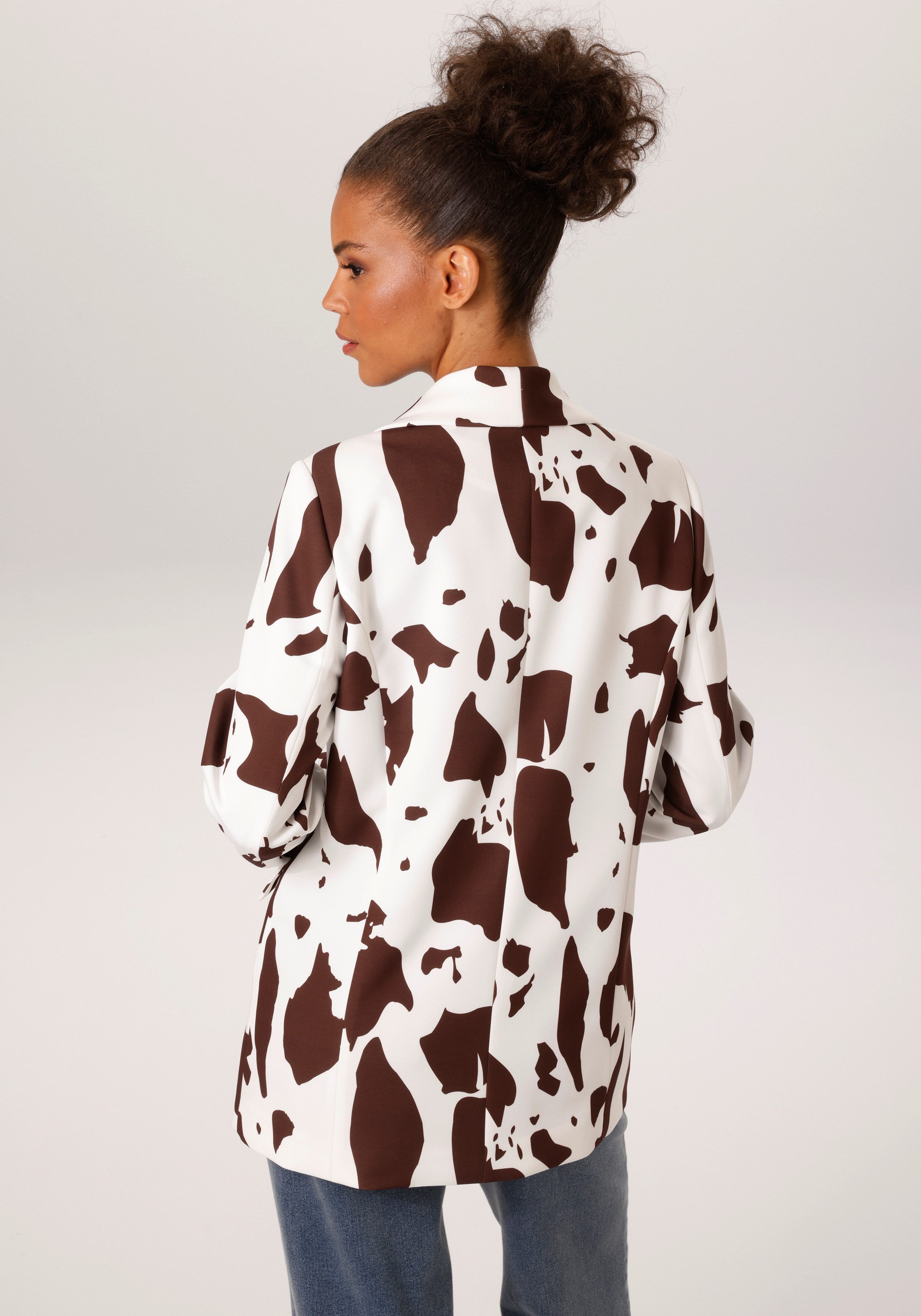 Aniston CASUAL Longblazer mit topaktuellen Kuh-Flecken -jedes Teil ein Unikat - NEUE KOLLEKTION