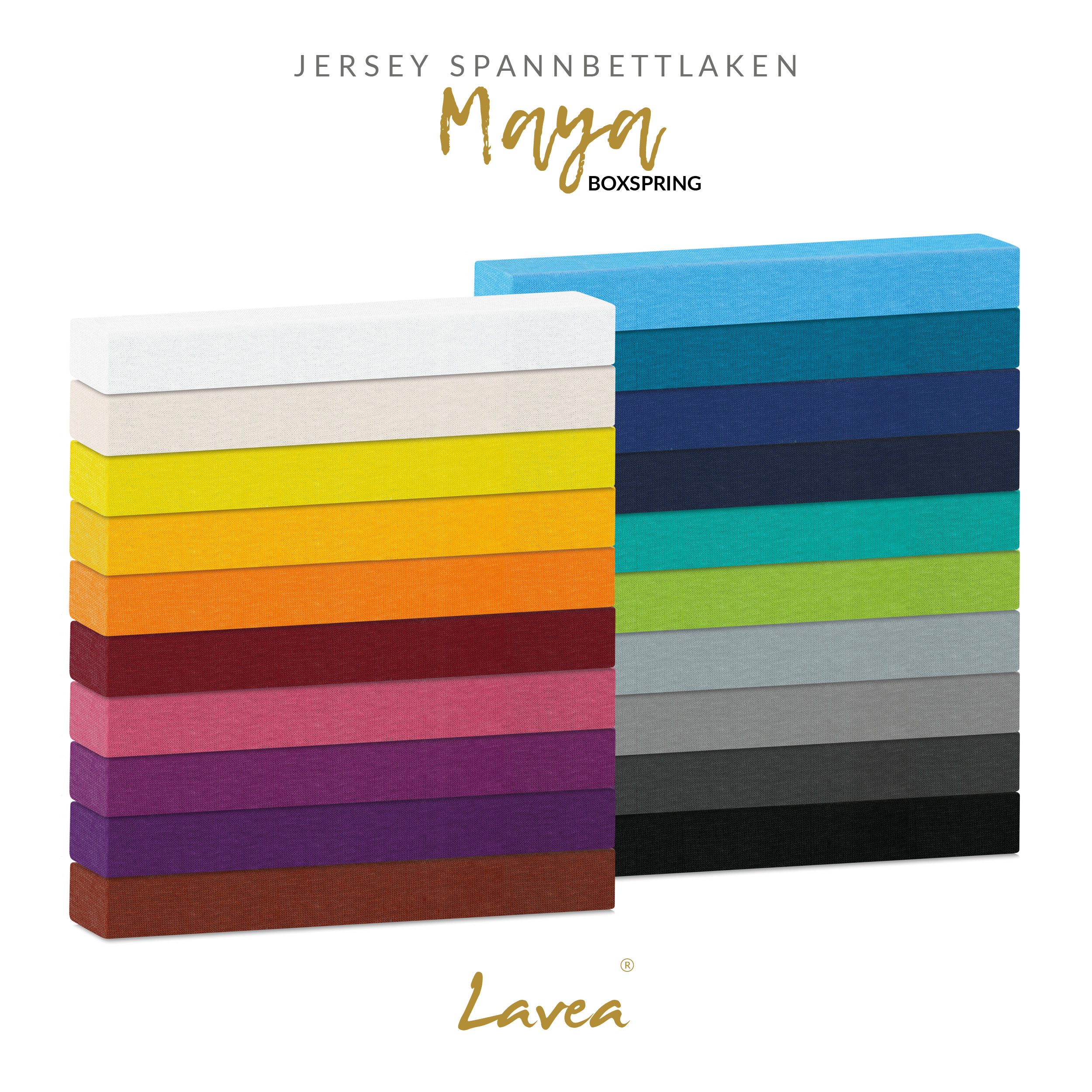 Lavea Spannbettlaken Bettlaken Maya, 180x200cm, 200x200cm, 140x200cm, 160x200cm, 100% Baumwolle Jersey, Gummizug: rundum, (1 Stück), für Matratzen, Topper, Boxs – Bild 4 von 5