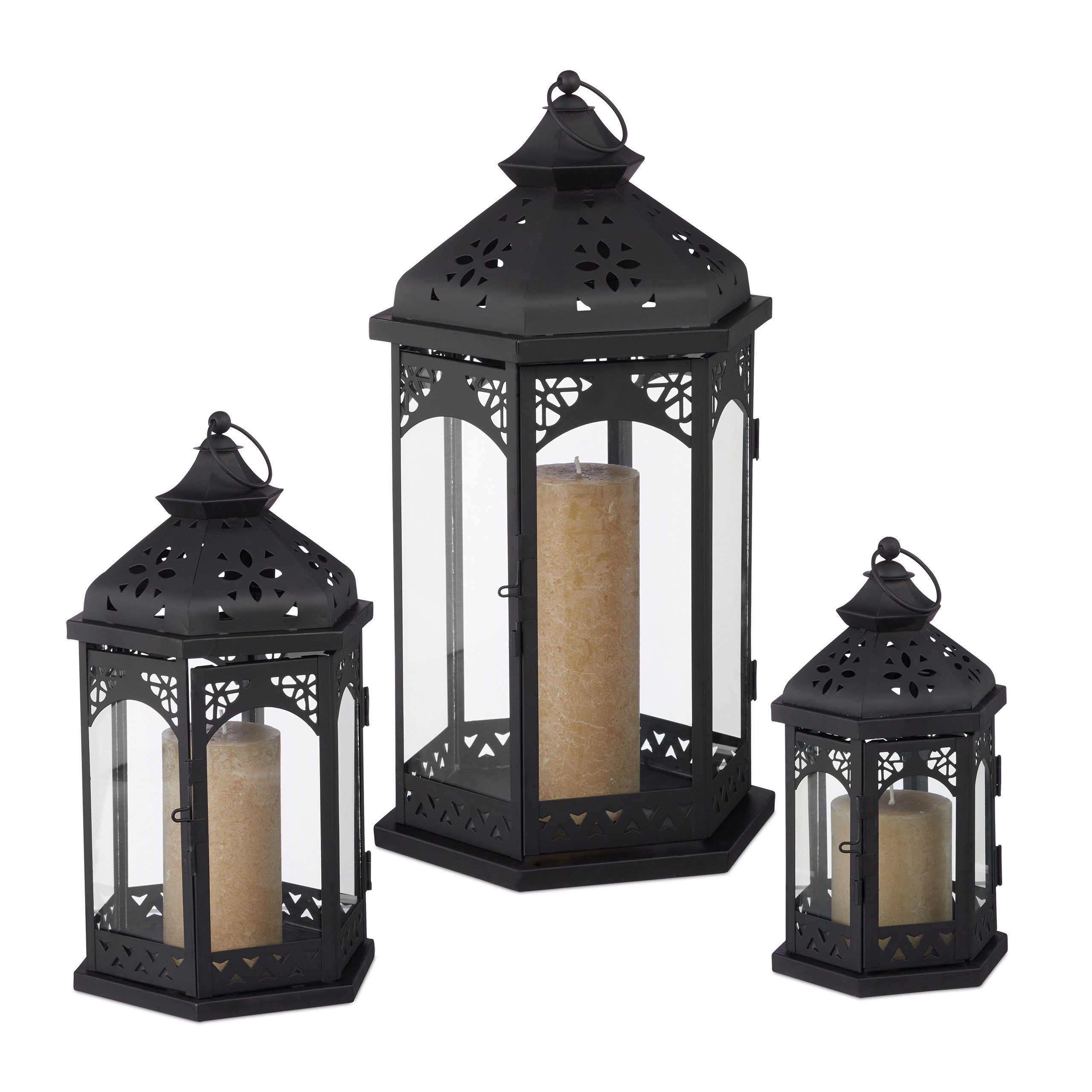relaxdays Windlicht 3er Laternen Set Metall günstig online kaufen