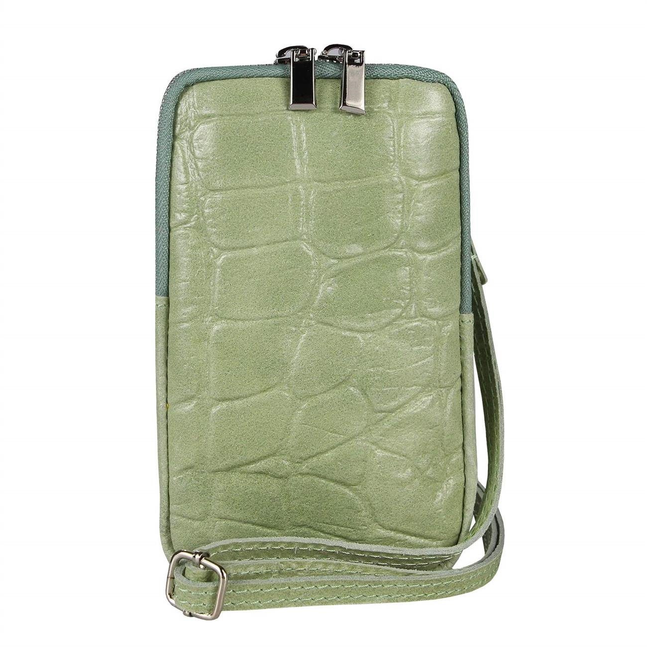 ITALYSHOP24 Schultertasche Damen Leder Handytasche Tasche CrossBody, als Schultertasche, CrossOver, Umhängetasche tragbar