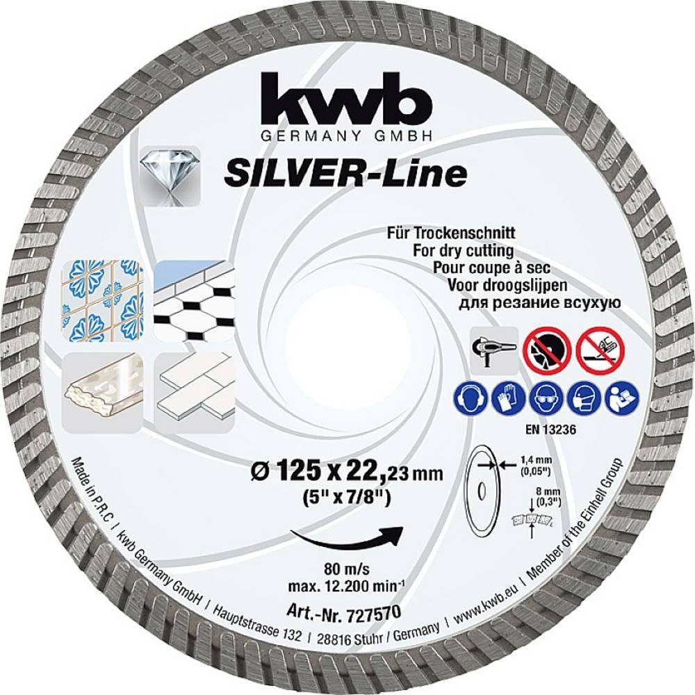 kwb Diamanttrennscheibe SILVER-Line Diamant-Trennscheibe, 125 mm 727570