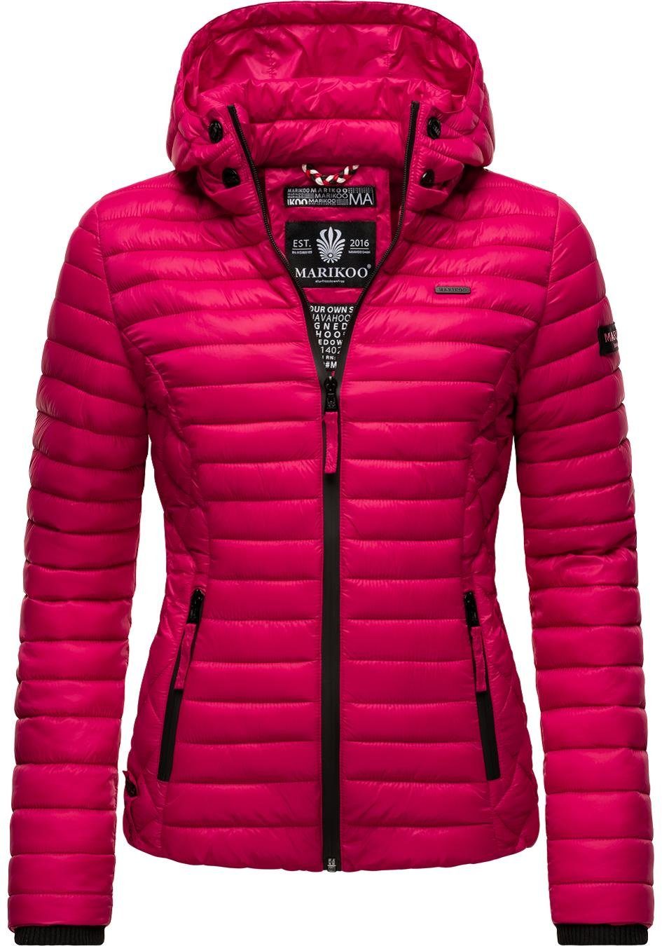 Marikoo Steppjacke Samtpfote fuchsia ultraleichte Übergangsjacke mit Kapuze