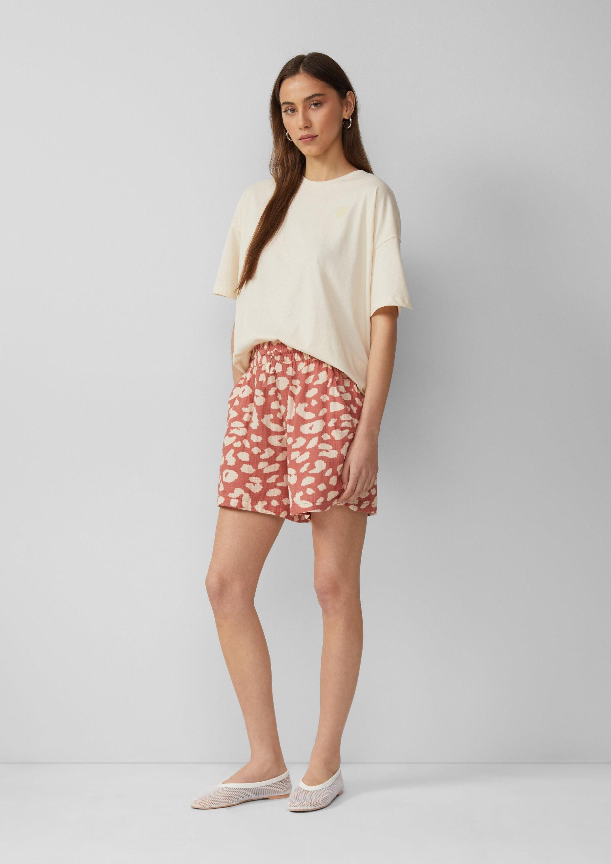 QS Shorts Hose Shorts aus Musselin