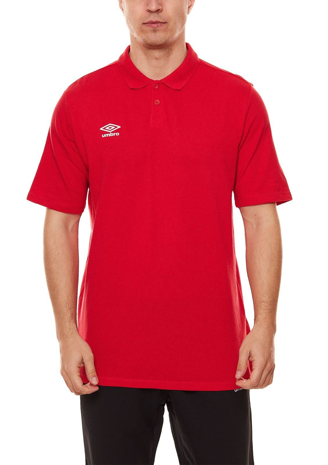 Umbro Rundhalsshirt umbro Club Essential Herren Polohemd bequemes Polo-Shirt  UMTM0323-2LT Golf-Shirt Rot