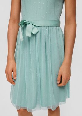 s.Oliver Minikleid Mesh-Kleid mit Folienprint Raffung, Metallic