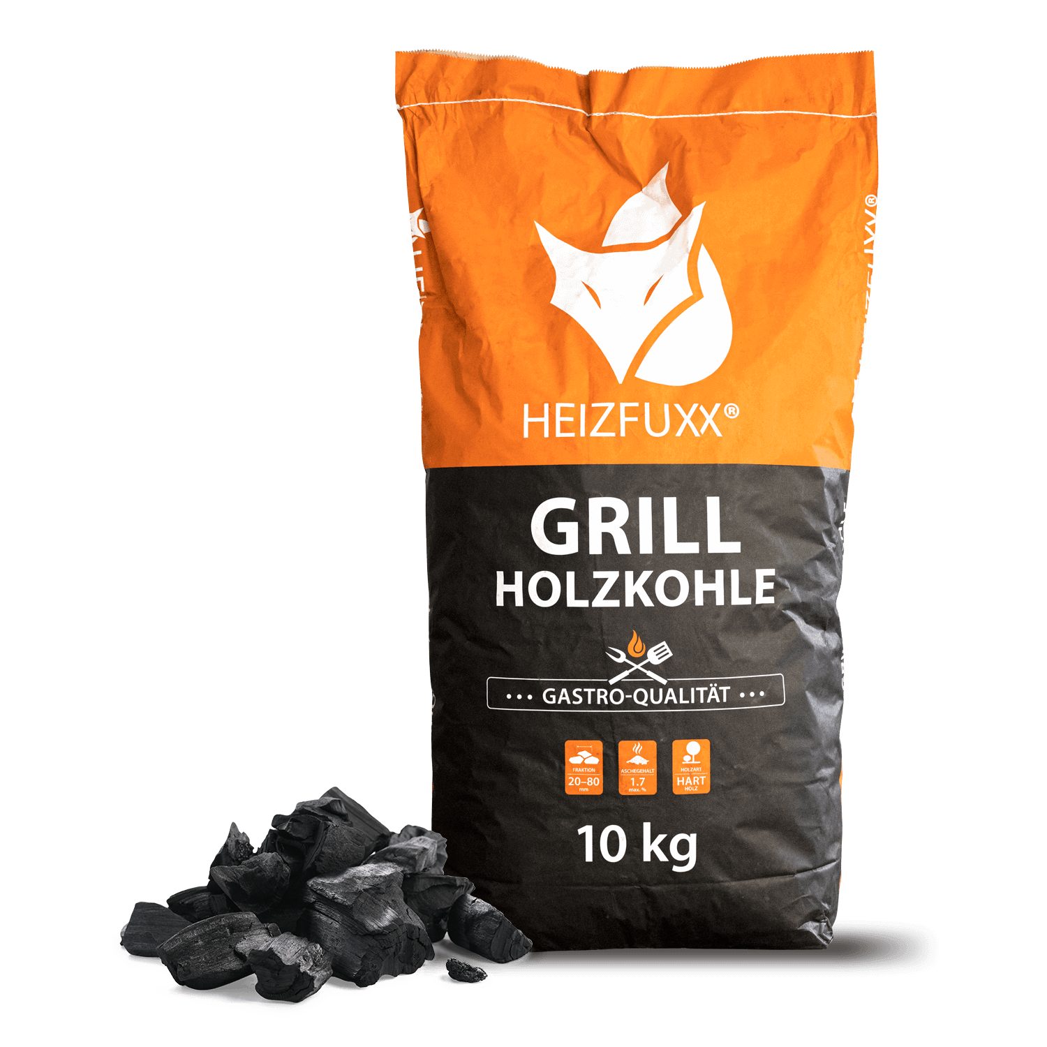 HEIZFUXX Grillkohle, 10 kg, (Paket, 1-St)