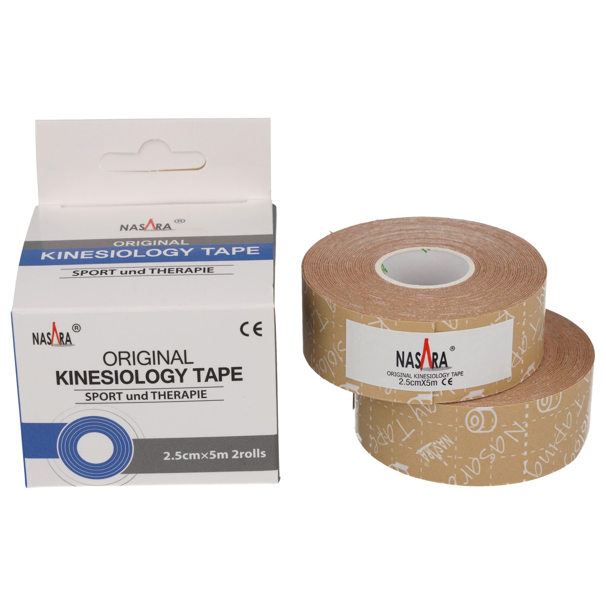 NASARA Kinesiologie-Tape 2,5cm x 5m - 2 Rollen in 9 Цвета(ов)