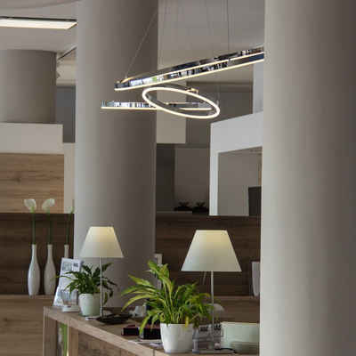 s.luce Pendelleuchte LED Hängelampe Ring 40 5m Abhängung Chrom, Warmweiß