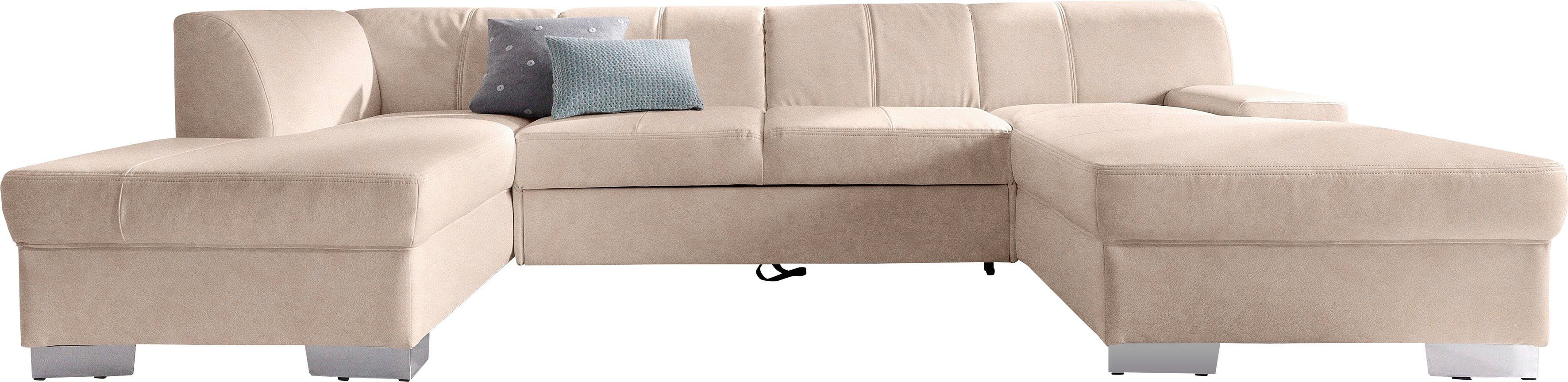 DOMO collection Wohnlandschaft Star, zeitloses und elegantes Design, viel Platz, Breite 304cm, U-Form, fester Sitzkomfort, wahlweise mit Bettfunktion