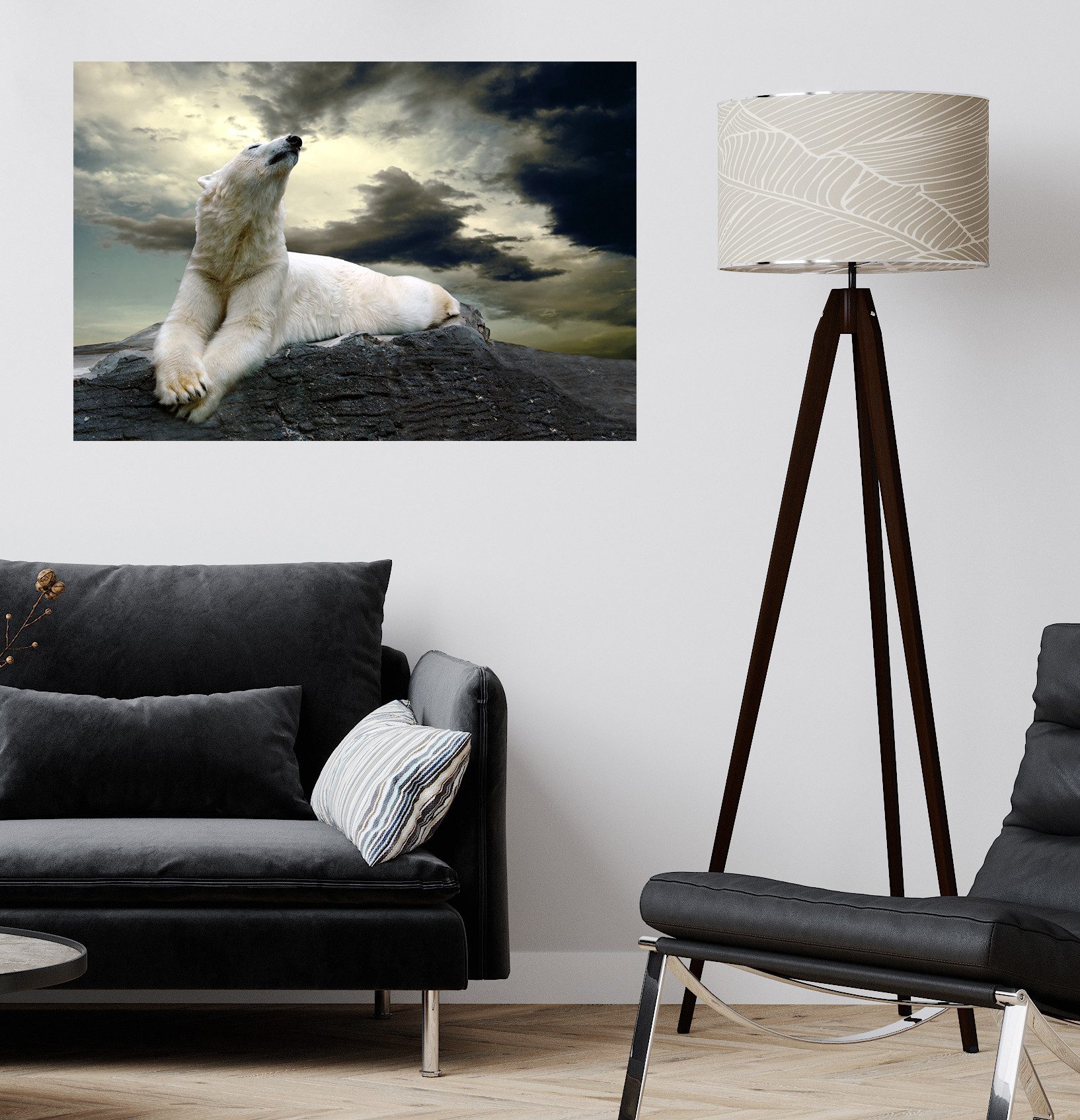 queence Wandsticker White Bear (1 St), Selbstklebend, kinderleichte Anbringung