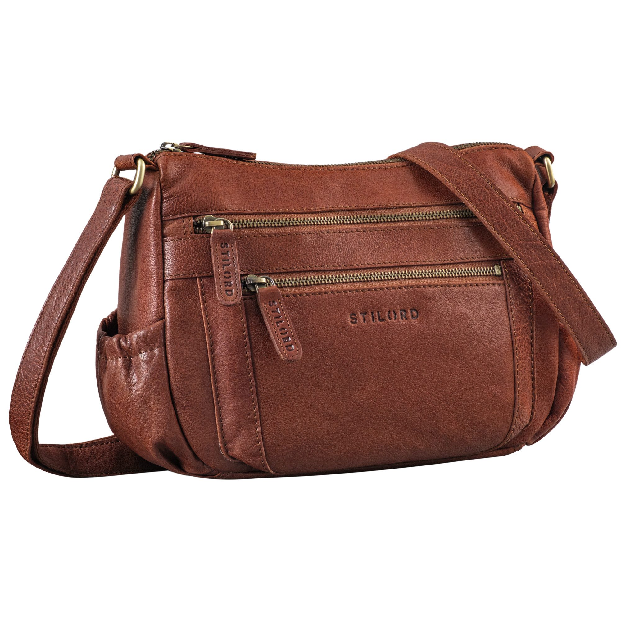 Handtasche "Rose" Edle Leder Umhängetasche Damen Mittel-groß Vintage Design