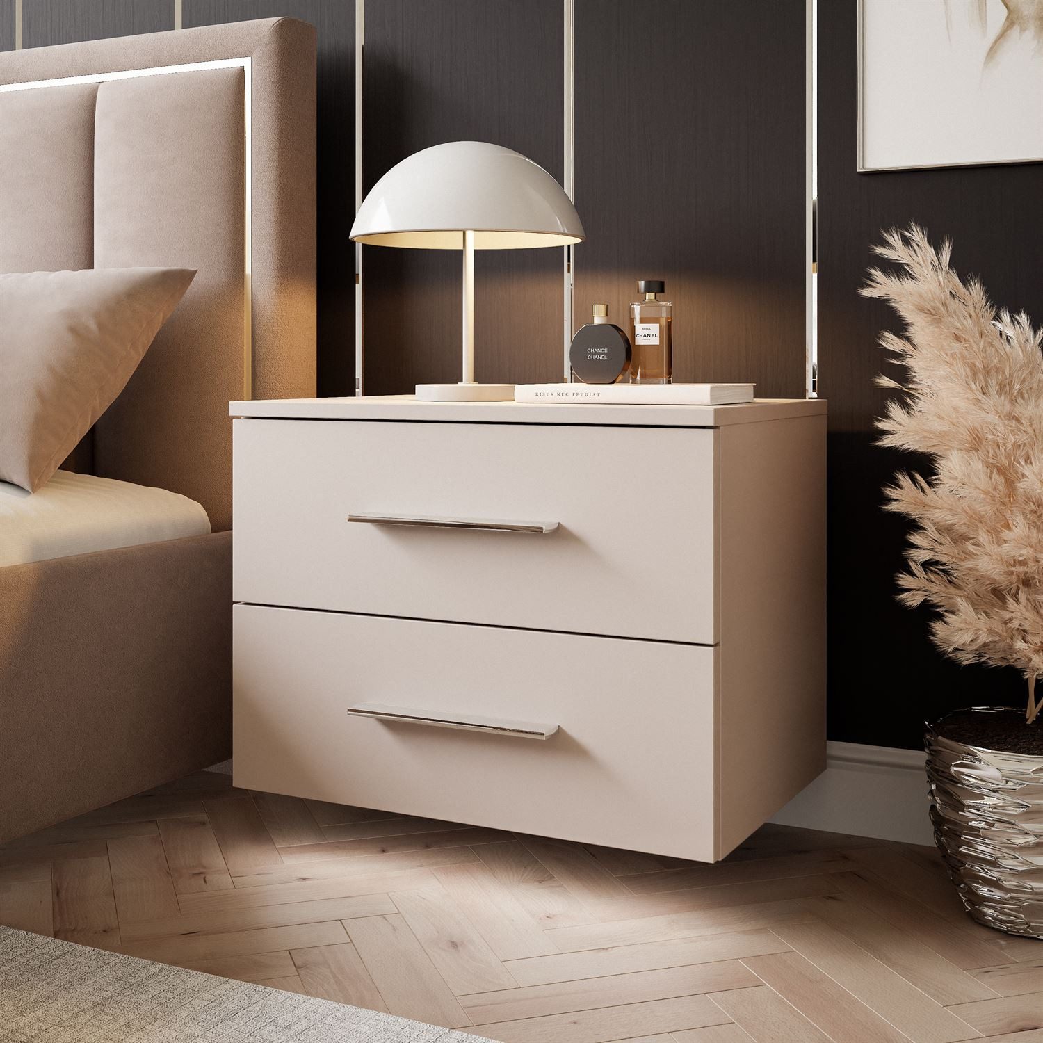 Lookway Nachttisch LINA 2S Kaschmir Hängender Nachttisch mit LED-Beleuchtun günstig online kaufen