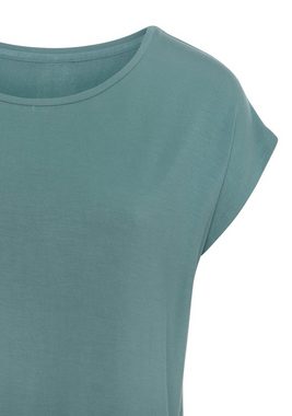 LASCANA Longshirt Shirt mit Rundhals, Kurzarm (Packung, 2-tlg) mit modisch gerundetem Saum