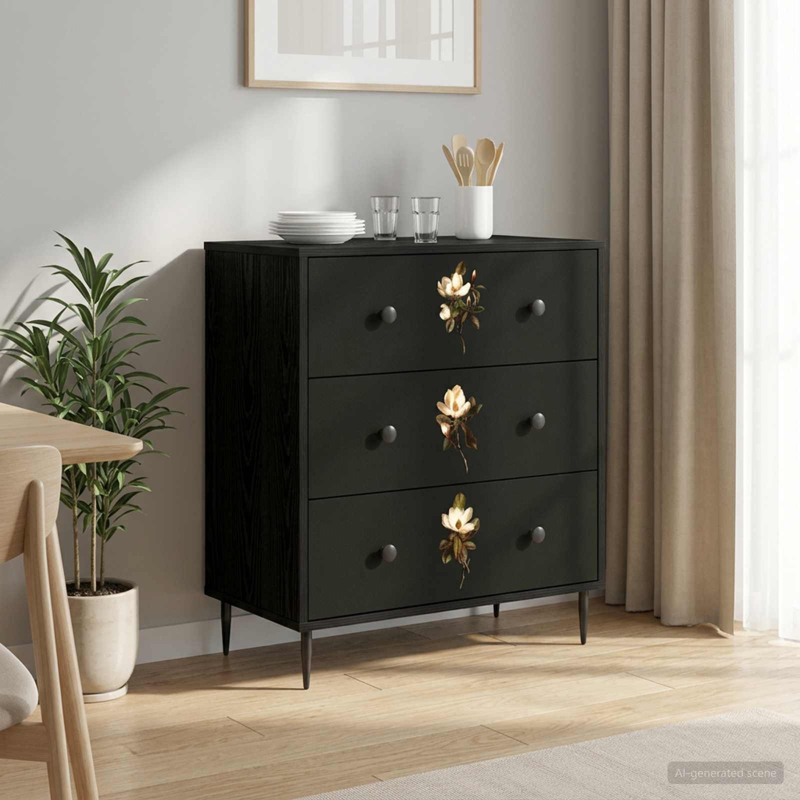 vidaXL Kommode 66 x 36,5 x 76 cm Kommode Schubladenschrank Sideboard BREMEN Magnolien