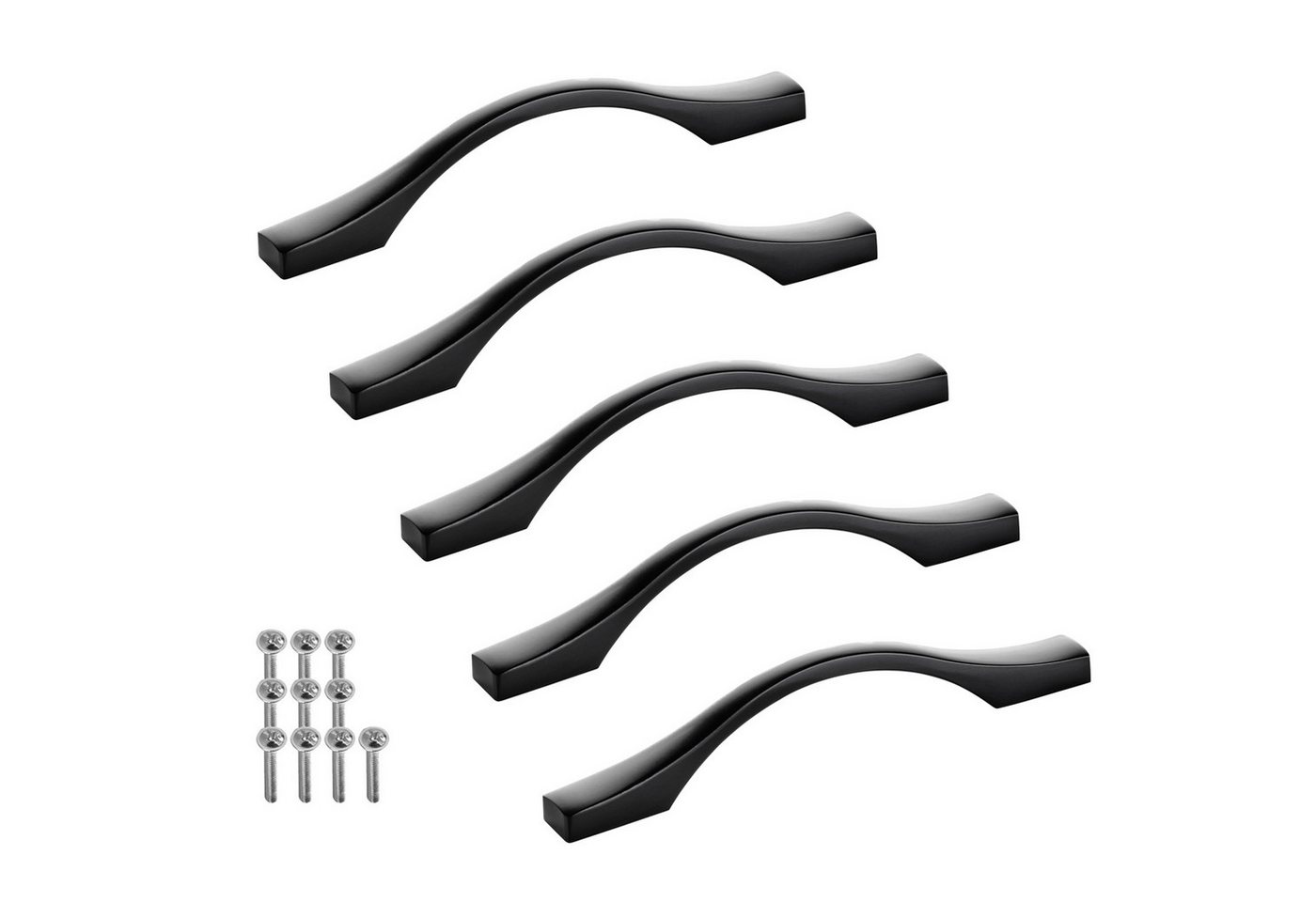 SO-TECH® Möbelgriff Bügelgriff Blackline XV schwarz matt - inkl. Schrauben (Spar-Set, 5-St), 5 Stück, Lochabstand (BA) 96 mm