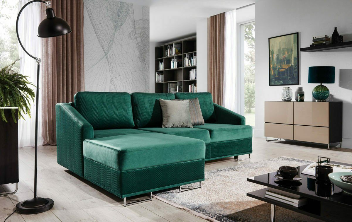 JVmoebel Ecksofa Luxus Ecksofa Couch - Smaragd Grüne Sofa Polster Eckgarnitur, Made in Europe