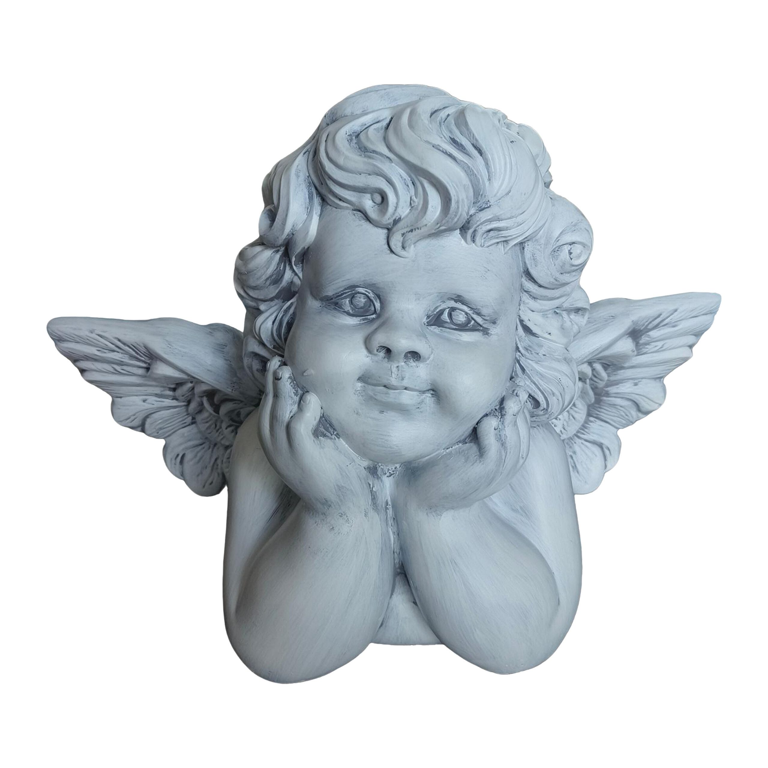 relaxdays Engelfigur Liegender Grabengel 31 cm (1 St), grau